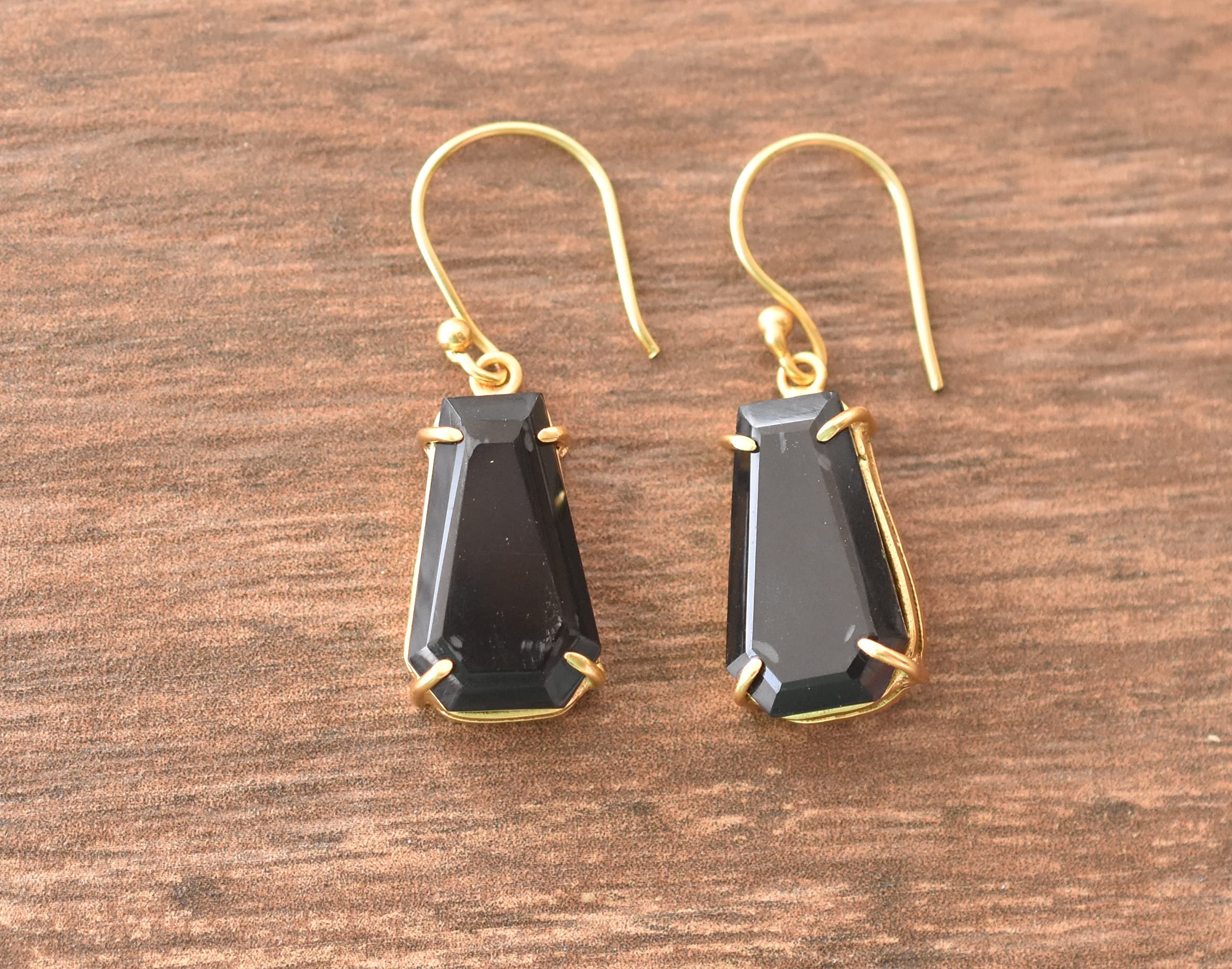 Veracity Jewelry Black Onyx Coffin Stud Earrings for Women - Handmade Sterling Silver Gothic Jewelry Gift for Her - VE-415 | Perfect for Halloween, Goth Fashion & Alternative Style