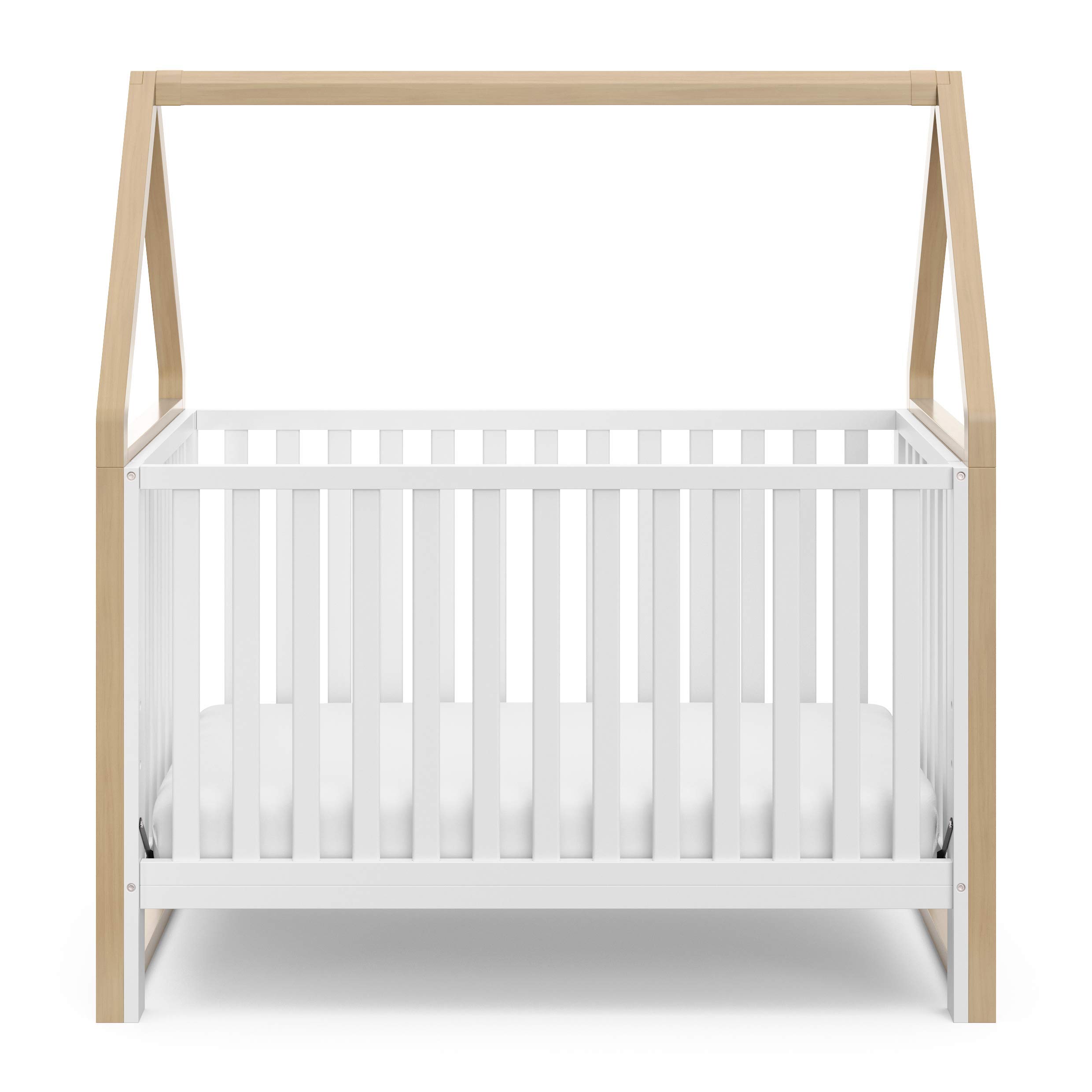 Storkcraft Orchard 5-in-1 Convertible Crib (White with Driftwood) – GREENGUARD Gold Certified Baby Crib | Converts to Toddler Bed, Daybed & Full Bed | Safe Nursery Furniture for Newborns & Toddlers | Perfect for Modern Nurseries & Small Bedrooms