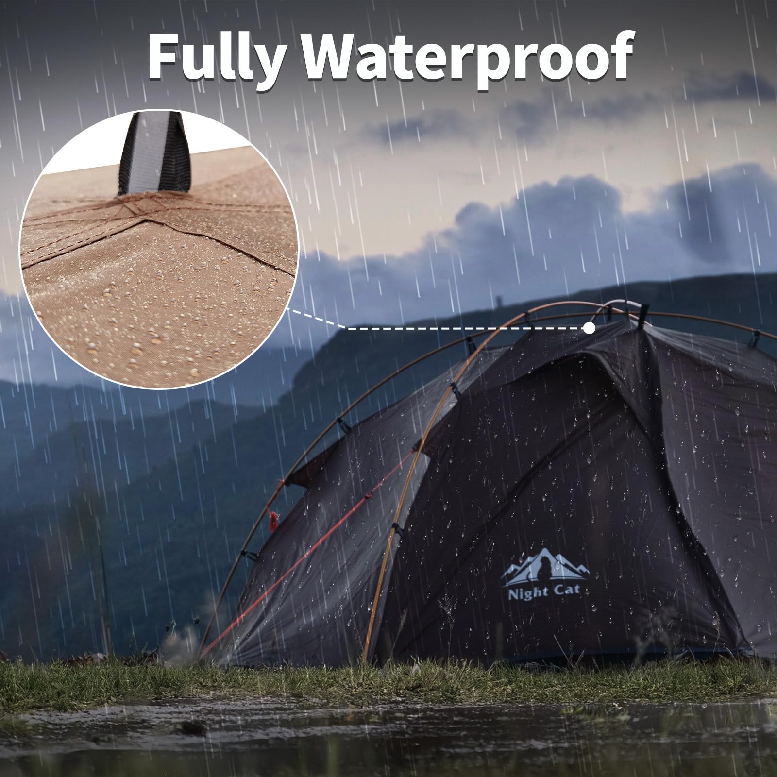 Night Cat 2-Person Backpacking Tent - Fast Setup, Lightweight & Waterproof Hiking Camping Tent with Foldable Poles, Double Layers & Dual Doors (7x4.4ft) - Perfect for Backpacking, Hiking & Outdoor Adventures