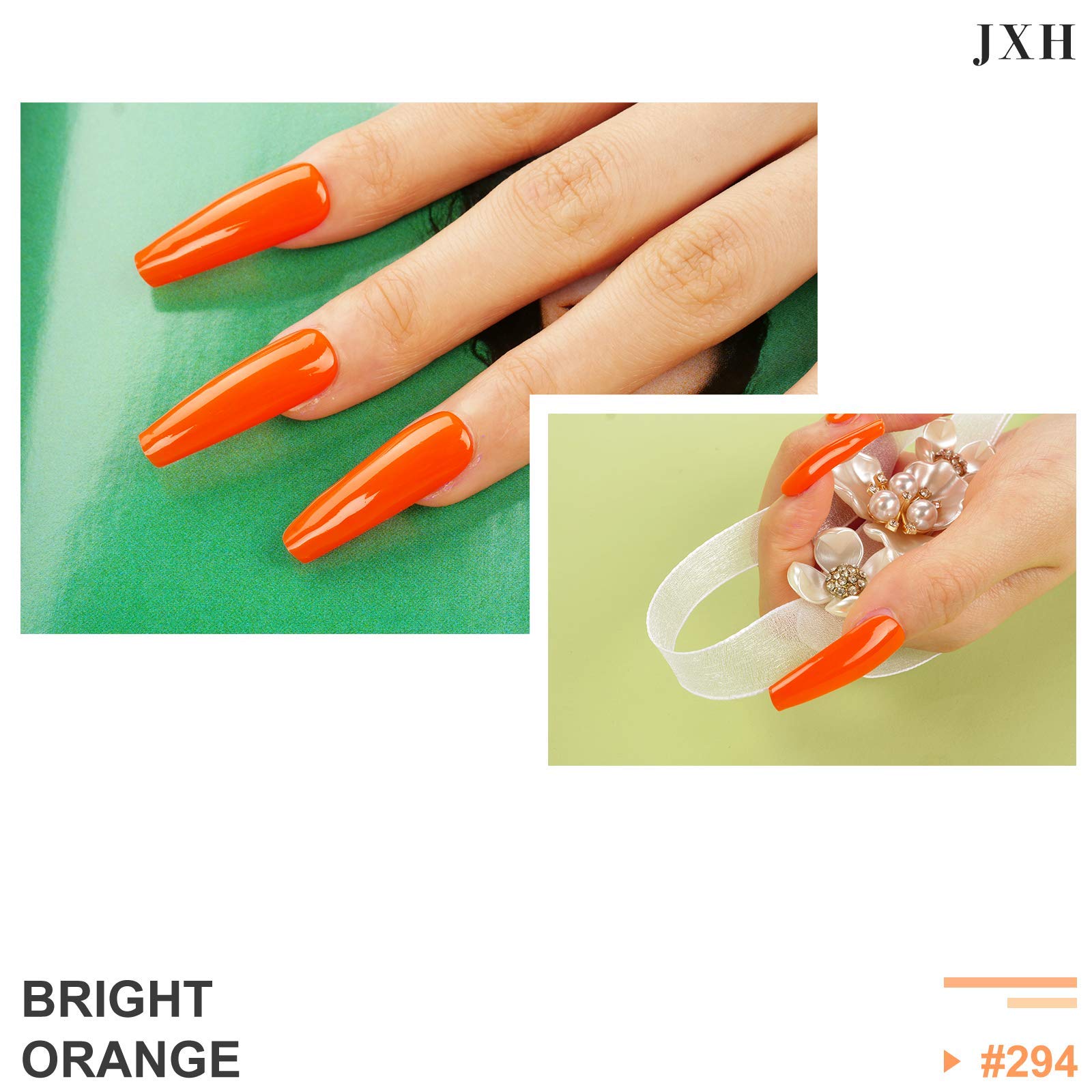 JXH 15ml Bright Orange Soak Off Gel Nail Polish - Professional UV LED Gel for Salon & Home DIY Manicure | Long-Lasting, Chip-Resistant Nail Art Colors (0.5oz) | Perfect for Summer Nails, Bridal Designs & Party Looks