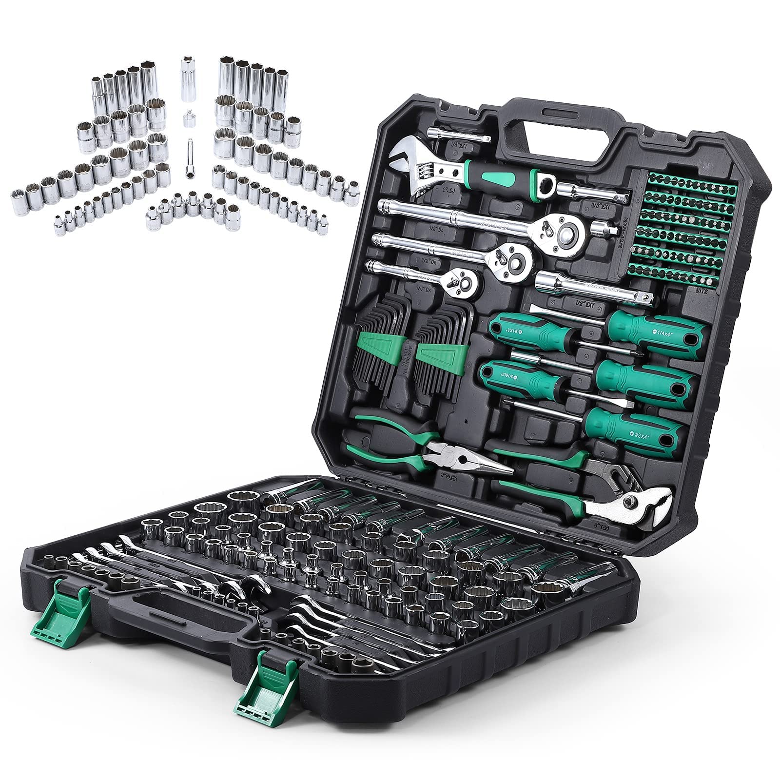 Towallmark 213-Piece Professional Mechanic Tool Set | SAE & Metric Socket Wrench Kit | Cr-V Steel Construction | Home & Auto Repair Tools with Storage Case | Perfect for DIY Projects, Car Maintenance & Household Fixes