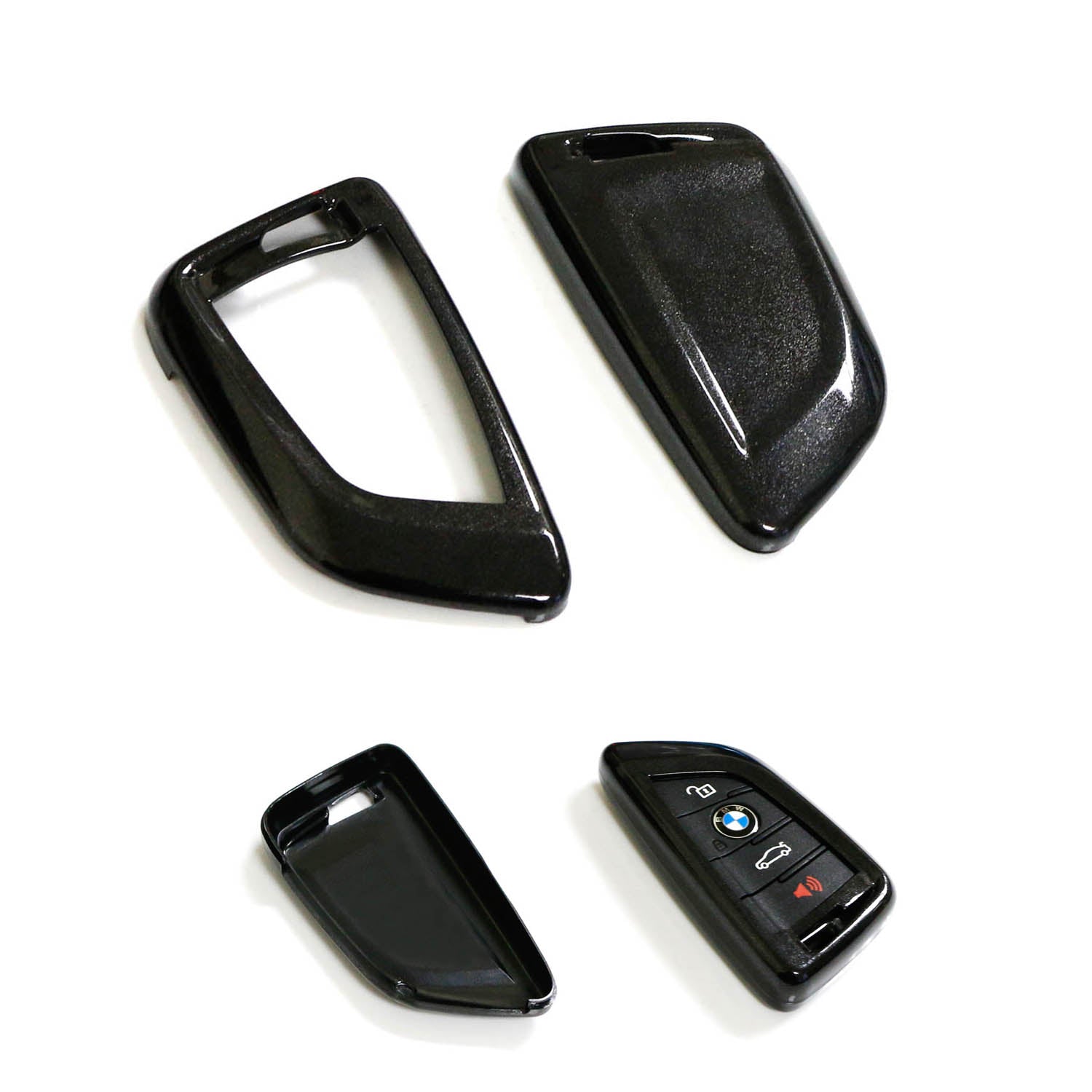 Premium Glossy Black Smart Key Fob Cover Replacement for BMW X1 X4 X5 X6 5 Series 7 Series - Durable Protection & Sleek Design for Everyday Use