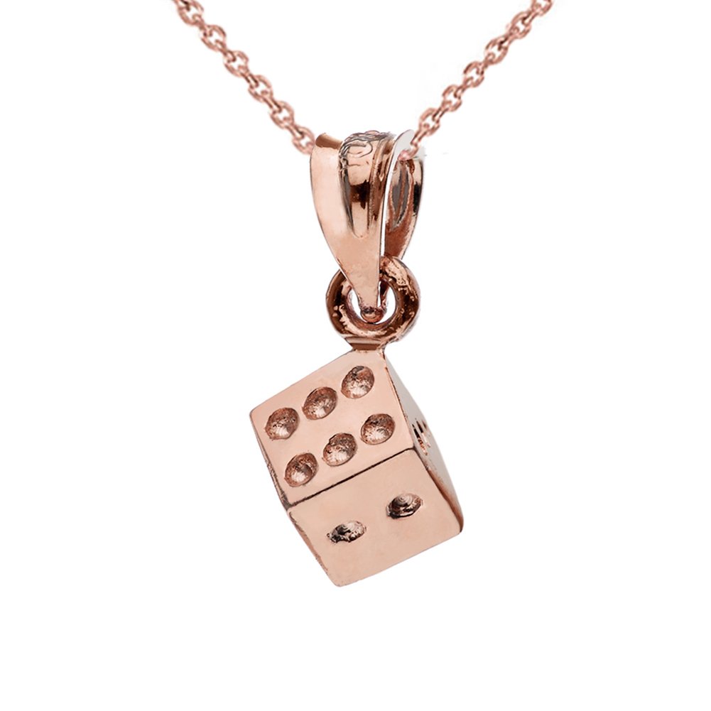 10K Rose Gold Die Pendant Necklace for Women - Elegant Gambling Theme Jewelry Gift for Casino Lovers, Birthday & Anniversary