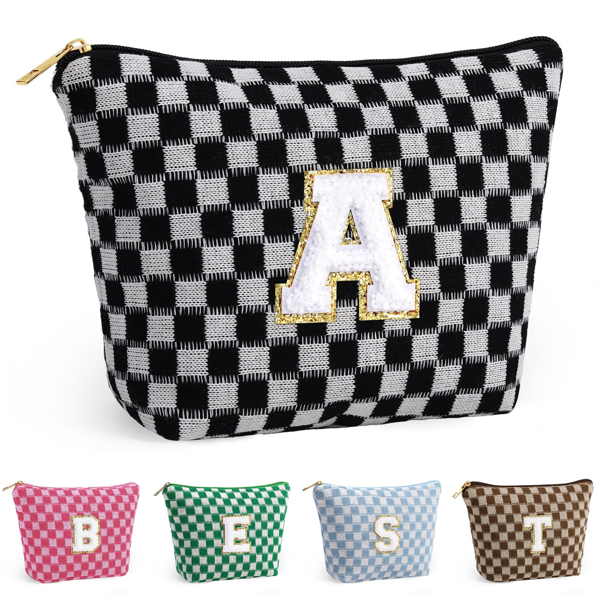 YOOLIFE Personalized Initial Makeup Bag for Women - Cosmetic Travel Organizer, Birthday Gift for Mom, Sister, Teacher, Friend | Graduation, Bridesmaid, Mother's Day Present | Perfect for Travel, Gym & Daily Essentials Storage