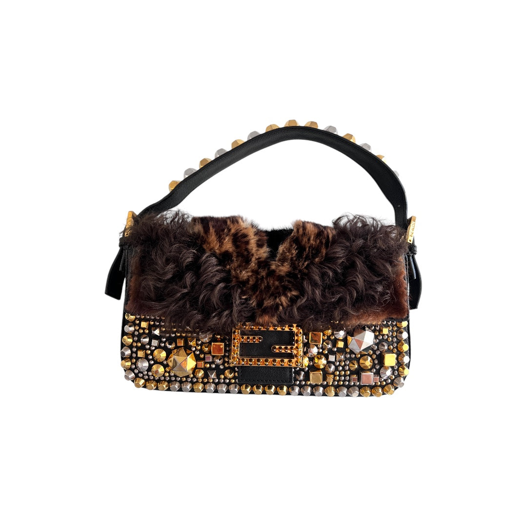 Fendi Byzantine Fur Baguette Bag - Luxury Designer Crossbody Purse for Women | Perfect for Parties, Evening Events & Fashion Accessories