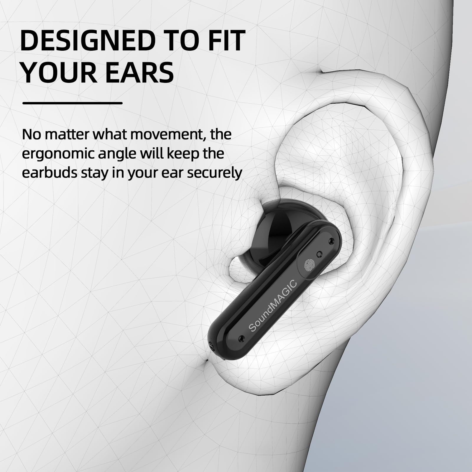 SoundMAGIC T80BT ANC Wireless Earbuds with Active Noise Cancelling, Bluetooth 5.0, Hi-Fi Sound, 30H Playtime - Perfect for Travel, Workouts & Commuting (Black)