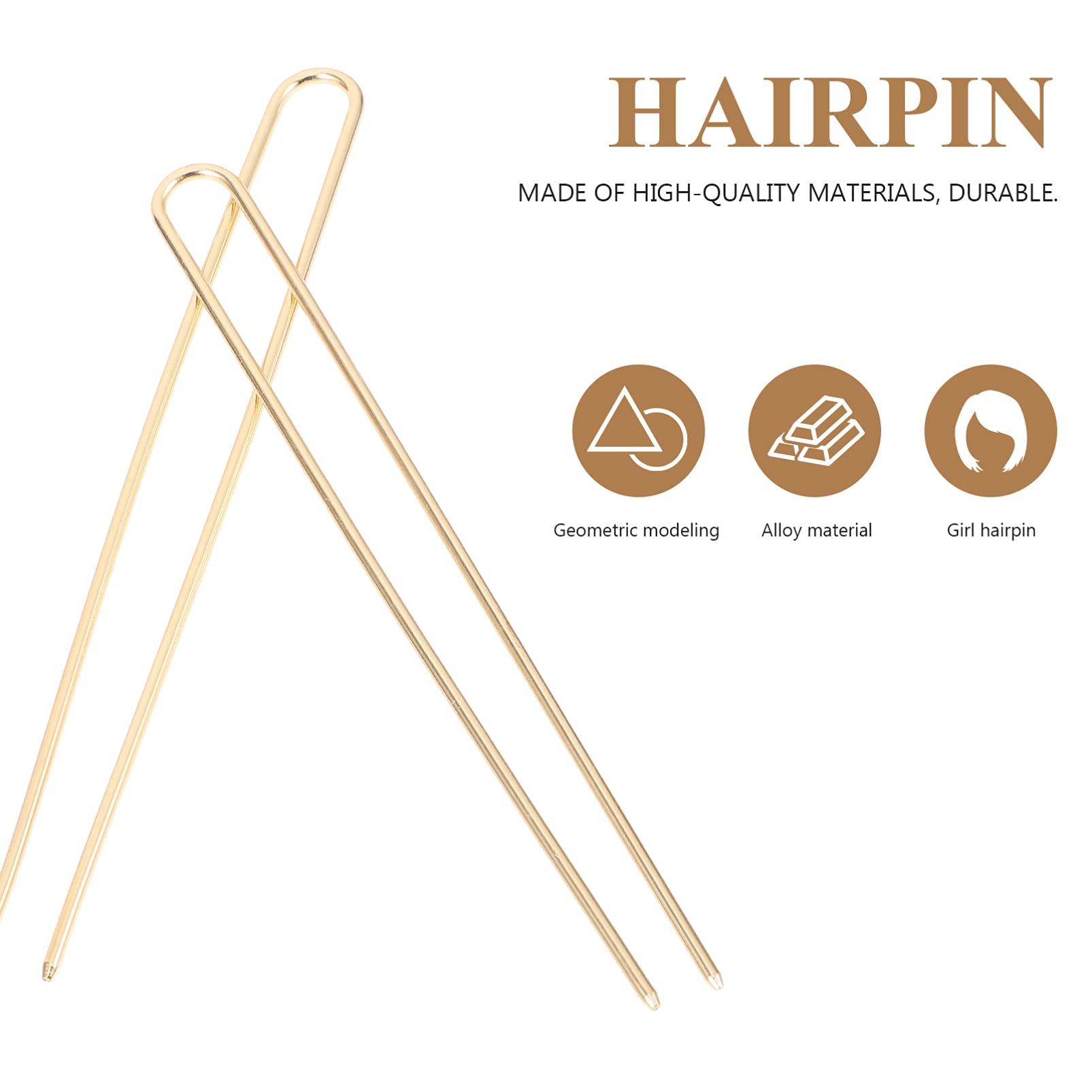 Beaupretty 10pcs U Shaped Bobby Pins - Golden Hair Clips for Buns, Updos & Wedding Hairstyles | Bridal Hair Accessories for Women (Hair Forks Included)