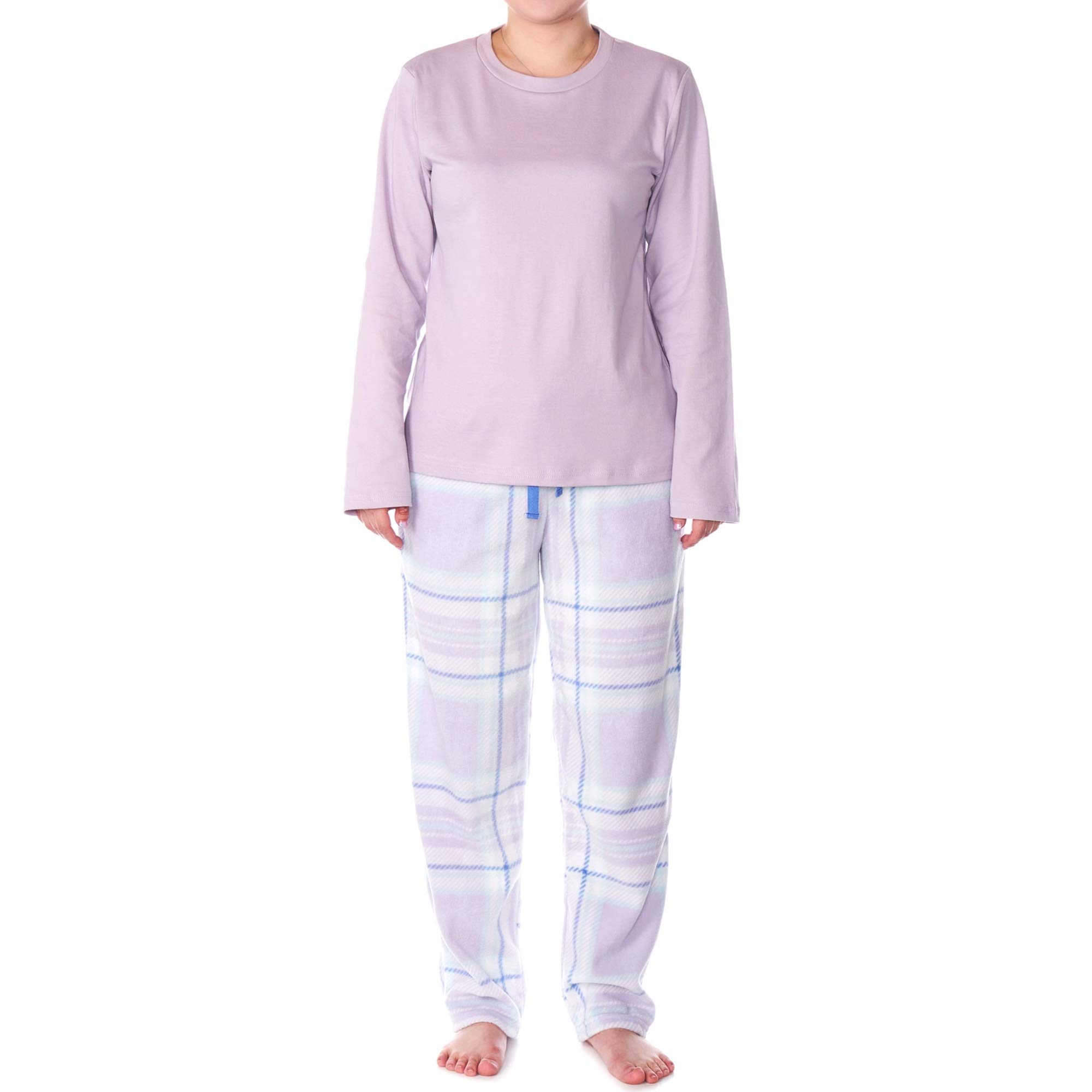 Alpine Swiss Women's Pajama Set - Soft Long Sleeve Shirt & Cozy Polar Fleece Pants for Winter Sleepwear | Perfect for Lounging, Sleepovers & Cold Nights