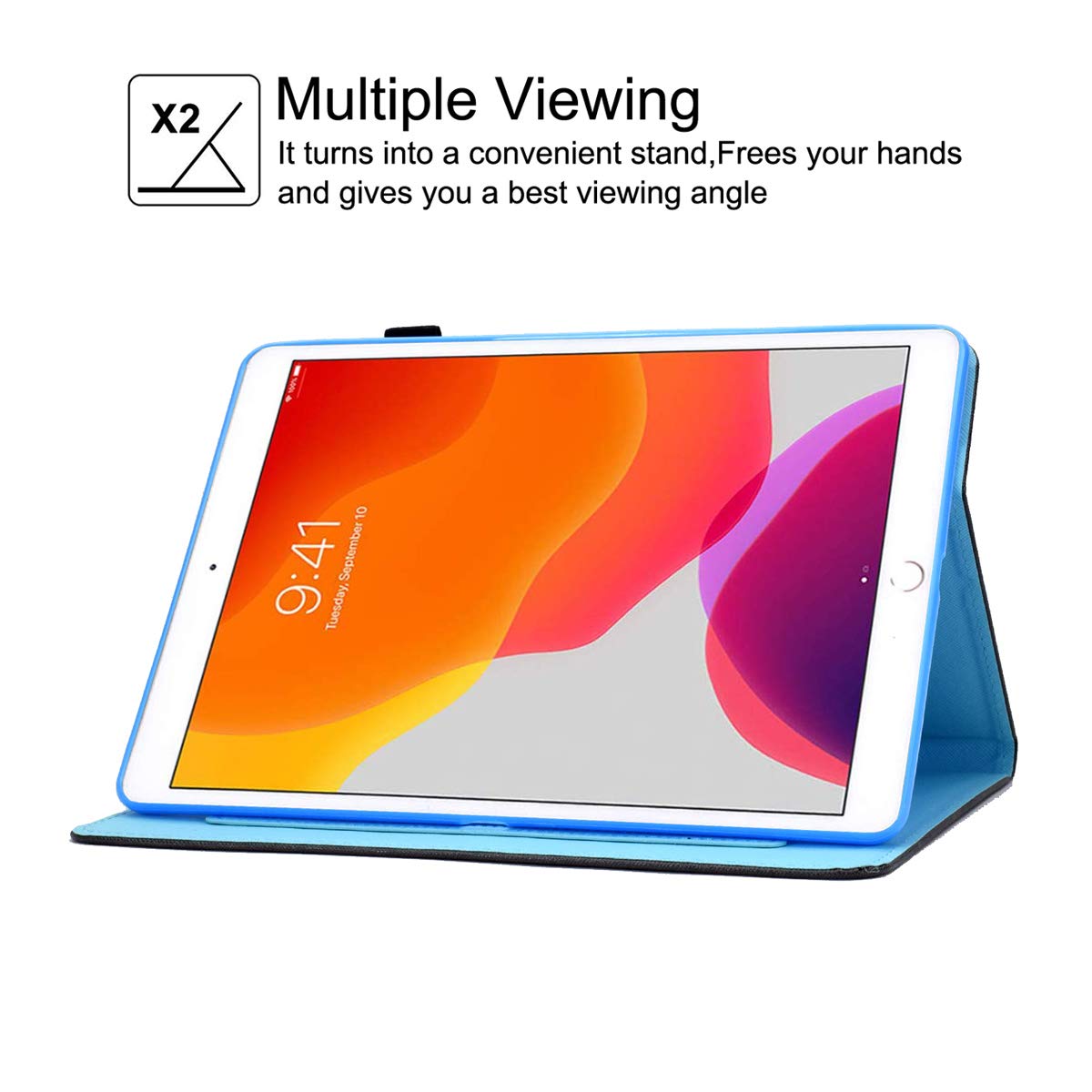 Premium Leather iPad 10.2 Case with Pencil Holder & Auto Sleep/Wake - Compatible with iPad 7th/8th/9th Gen, iPad Air 3 10.5 & iPad Pro 10.5