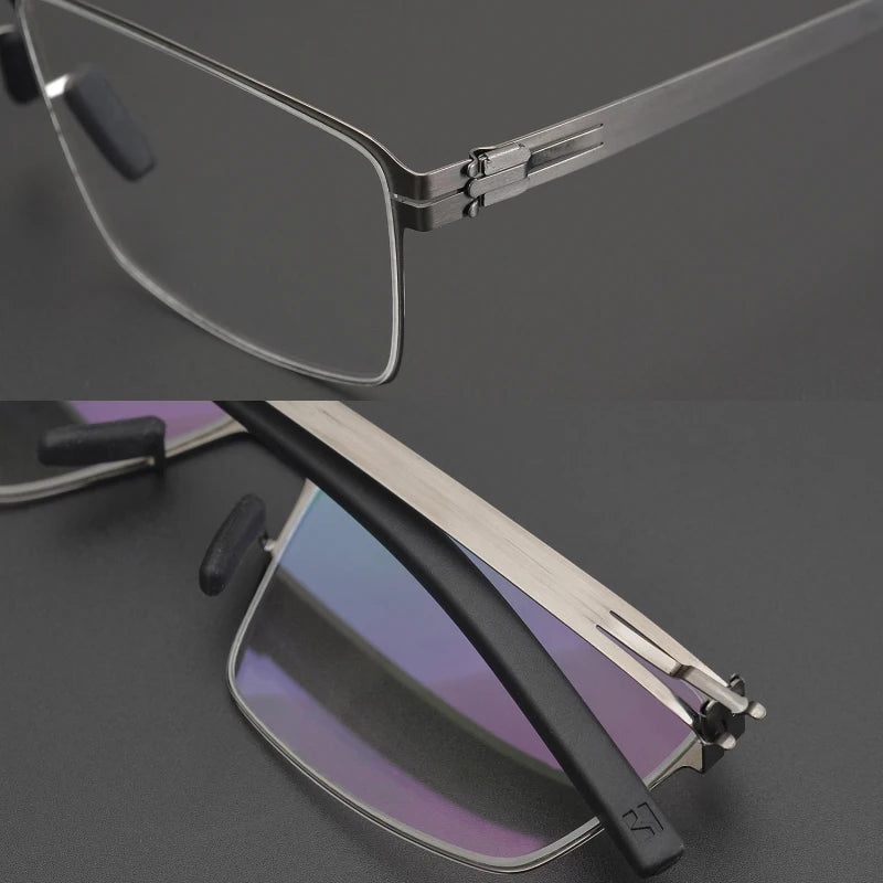 Black Unisex Full Rim Rectangle Screwless Steel Eyeglasses Frame 4795 - Stylish & Durable Eyewear for Work, Reading, and Everyday Use