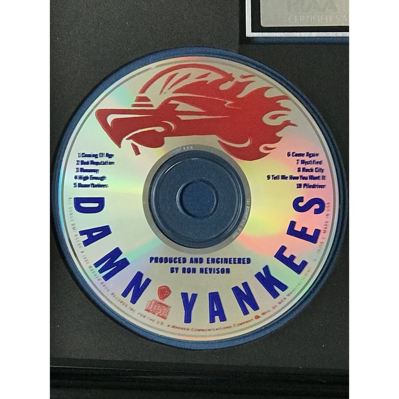 Damn Yankees RIAA Platinum Award Signed by Band with BAS COA - Authentic Collectible for Music Fans & Memorabilia Enthusiasts