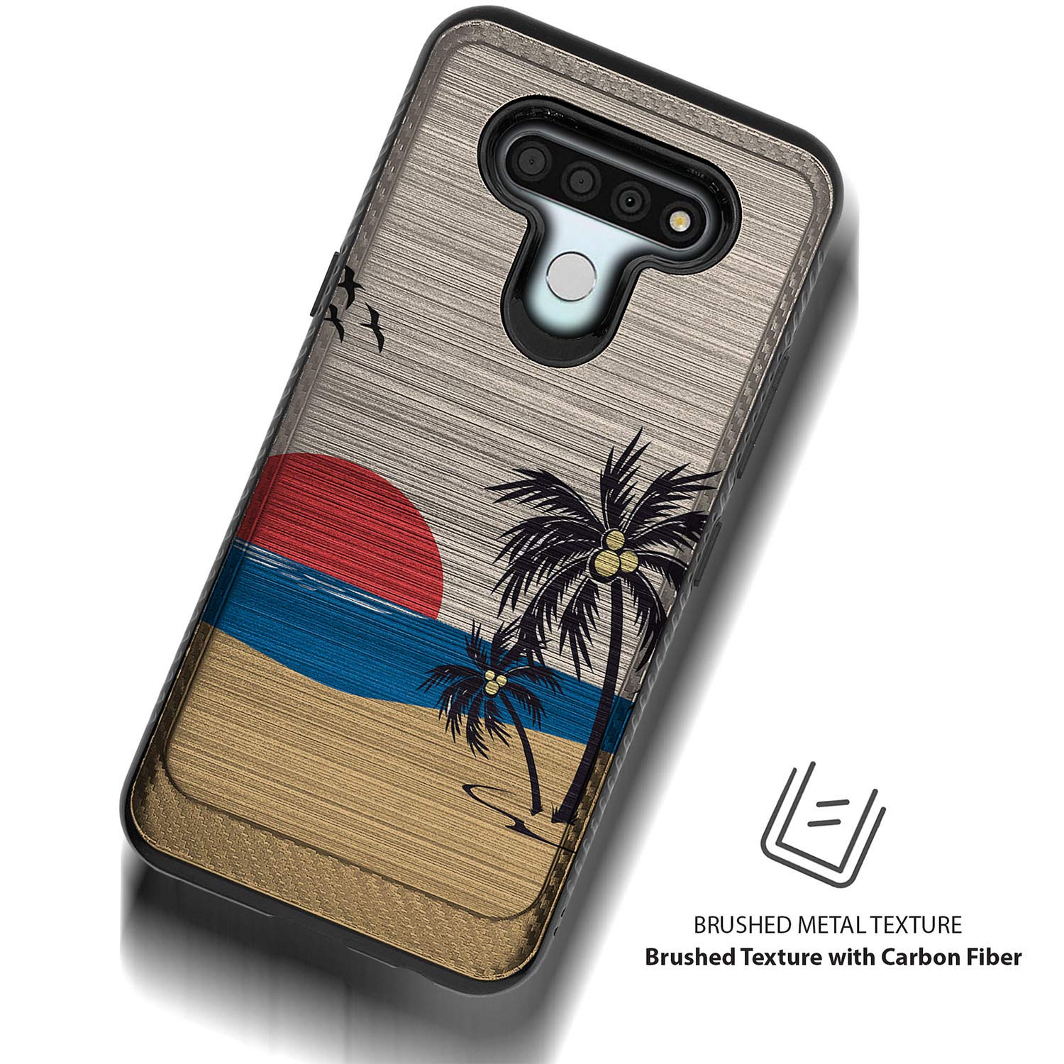 Premium Heavy Duty Armor Case for LG Stylo 6 - Brushed Matte Black with Sunset Accents | Shockproof Protective Cover | Perfect for Outdoor Adventures & Daily Use