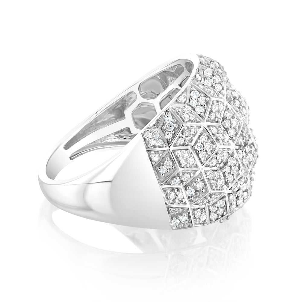 9ct White Gold 1/2 Carat Diamond Ring with 290 Round Brilliant Cut Diamonds - Elegant Wedding Band, Anniversary Gift & Engagement Ring for Women