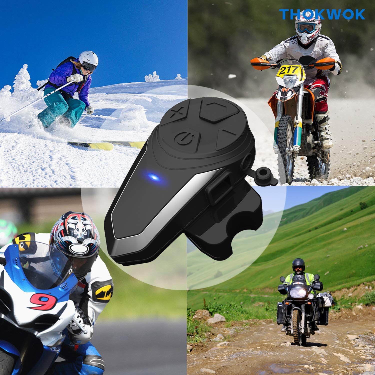 BT-S3 Motorcycle Bluetooth Headset - 1000m Range Helmet Headphones for Snowmobile & Motorcycle Communication System | Intercom for Skiing & Riding | Supports 3 Riders (Soft Microphone Included) | Perfect for Group Rides, Snowmobiling & Outdoor Adventures