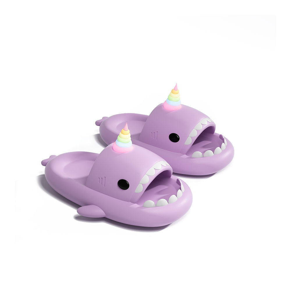 Sharkicks Unicorn Shark Slides for Women & Men - Comfortable Non-Slip Beach Sandals for Pool, Vacation, and Summer Outdoor Activities