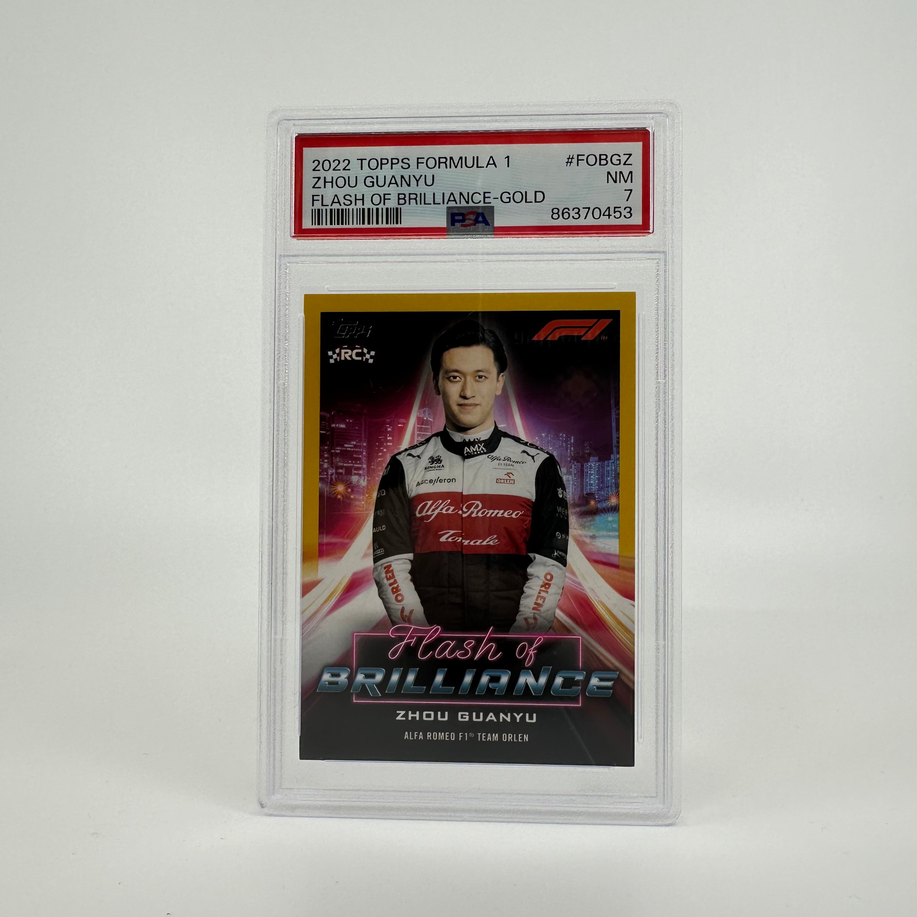 Zhou Guanyu #FOBZG PSA 7 07/50 Flash Of Brilliance Gold - Rare Collectible F1 Racing Card for Fans & Memorabilia Enthusiasts