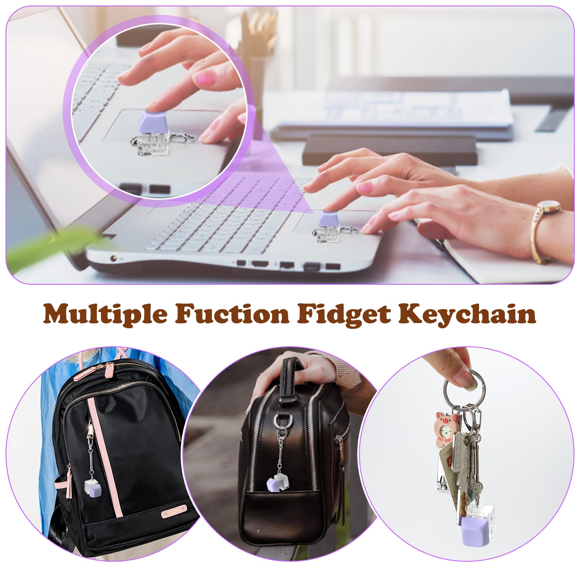 **Sensory Fidget Toys for Adults & Kids 8-12 - Stress Relief & Anxiety Relief Tools, Desk Fidgets for Focus, Stocking Stuffers & Party Favors (Purple) - Perfect for Office, School & Travel**