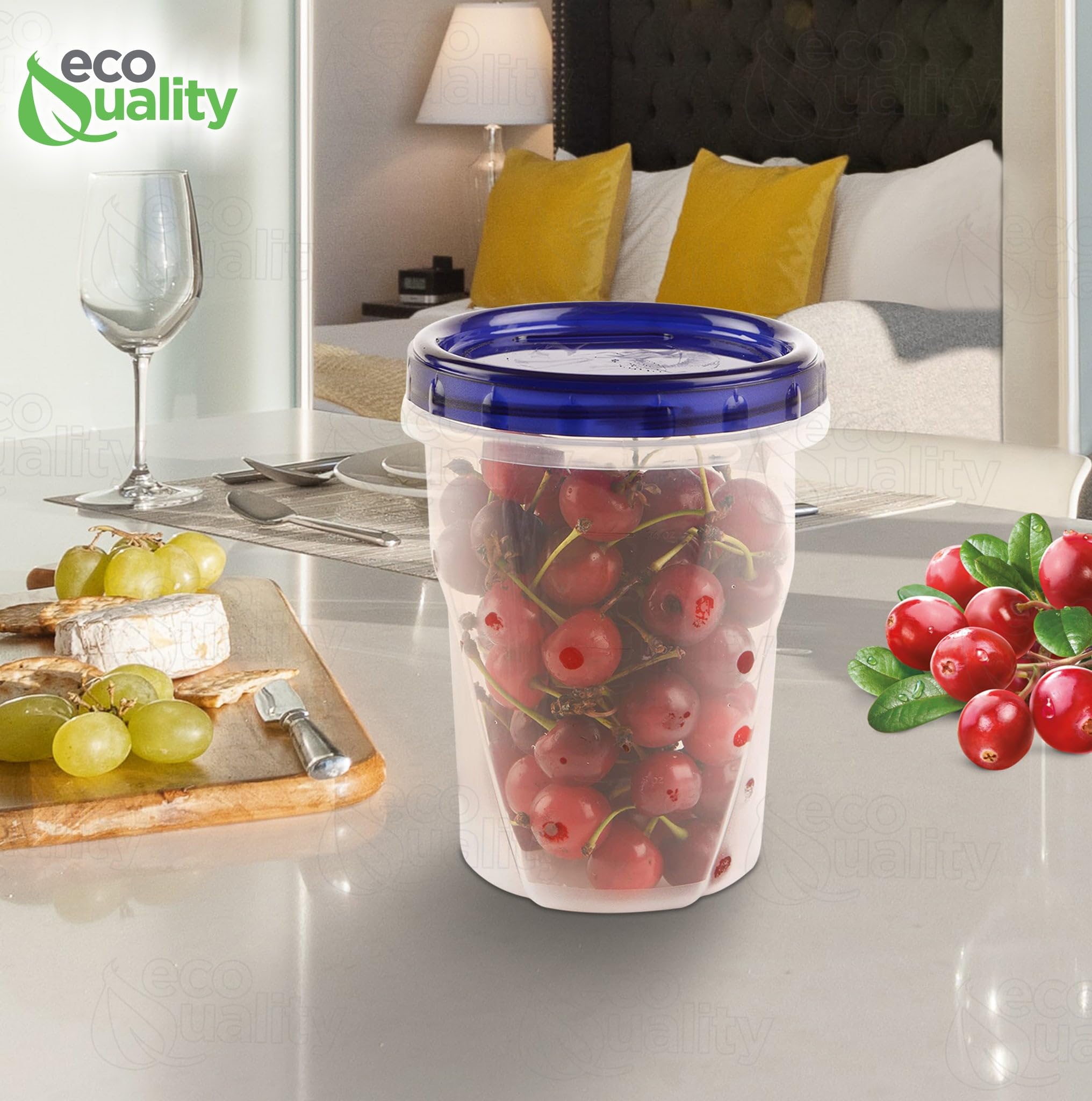 6-Pack 32 oz Airtight Reusable Plastic Food Storage Containers with Twist & Seal Lids - Leakproof BPA-Free Meal Prep & Lunch Containers - Perfect for Meal Prepping, Leftovers, Snacks, and On-the-Go Food Storage