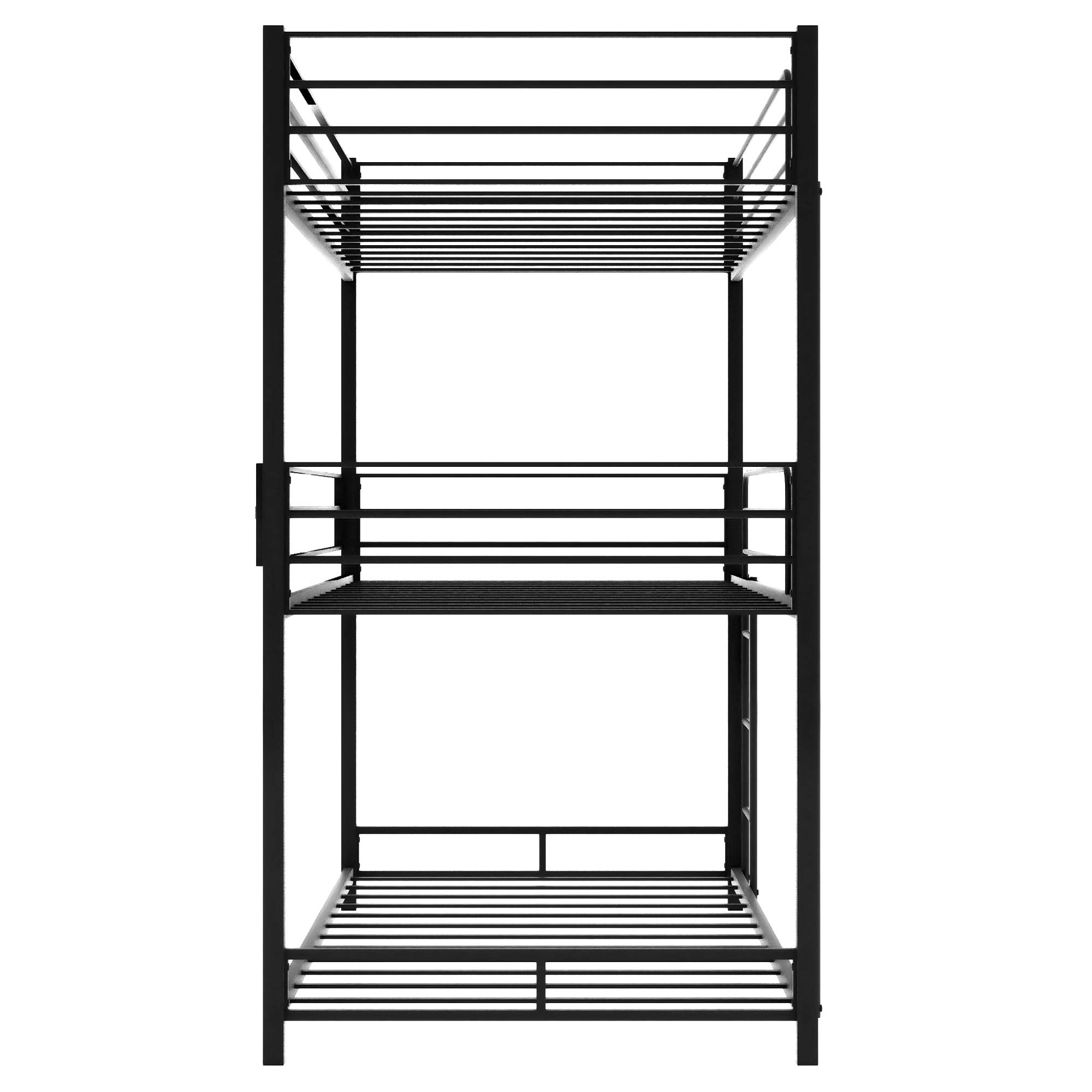 P PURLOVE Metal Triple Bunk Bed for Kids & Teens - Twin Over Twin Bunk Bed with Ladder & Safety Guardrail - 3 Tier Twin Size Bunk Bed for Bedroom, Living Room or Dorm - Easy Assembly with Included Slats (No Box Spring Needed) - Space Saving Solution for Shared Kids Rooms & Sleepovers
