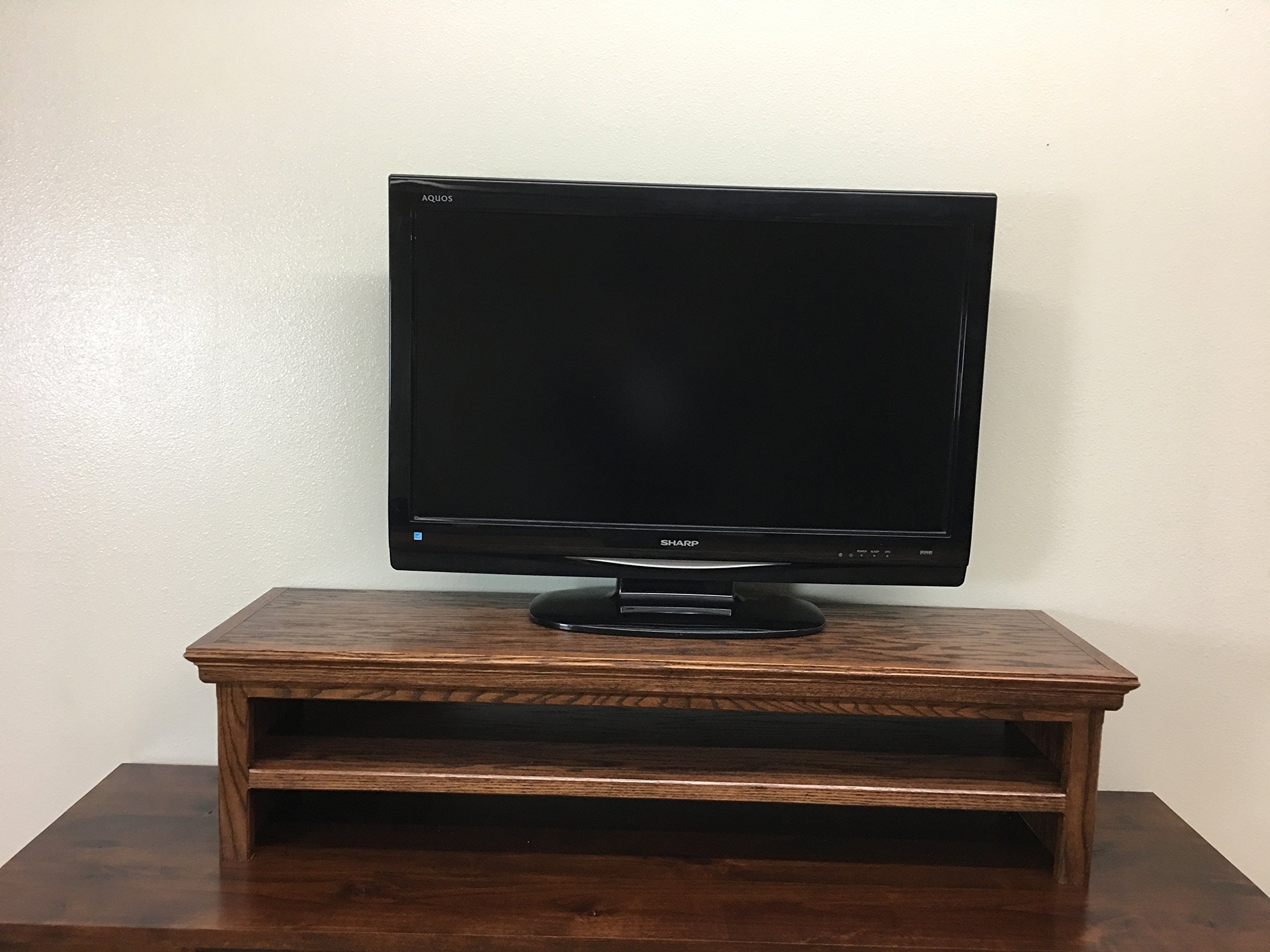 U DECOR IT Monitor TV Riser Stand - Traditional Oak Style Double Tier (26