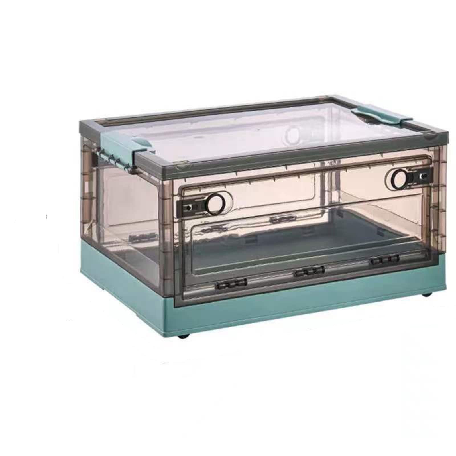 Foldable Plastic Storage Box with Wheels - Clear Organizer for Home, Office & Groceries