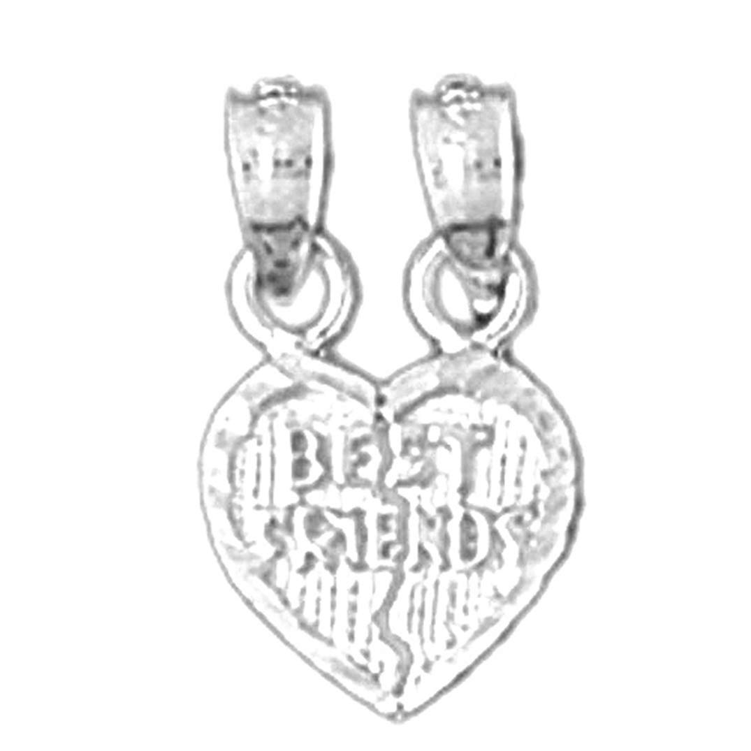Best Friends Heart Pendant Necklace - 925 Sterling Silver 16mm Charm for Women & Girls | Perfect Gift for Best Friends, Sisters & Loved Ones | Ideal for Birthdays, Anniversaries & Everyday Wear