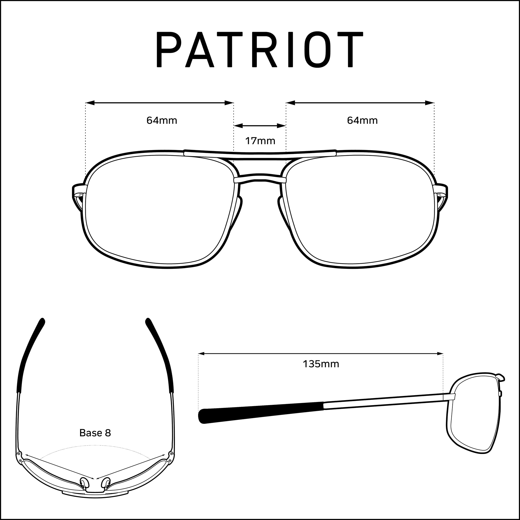 Method Seven Patriot SKY9 Aviation Sunglasses for Pilots - Polarized Aviator Glasses with UV Protection, Lightweight & Durable Frame - Perfect for Flying, Driving, and Outdoor Activities