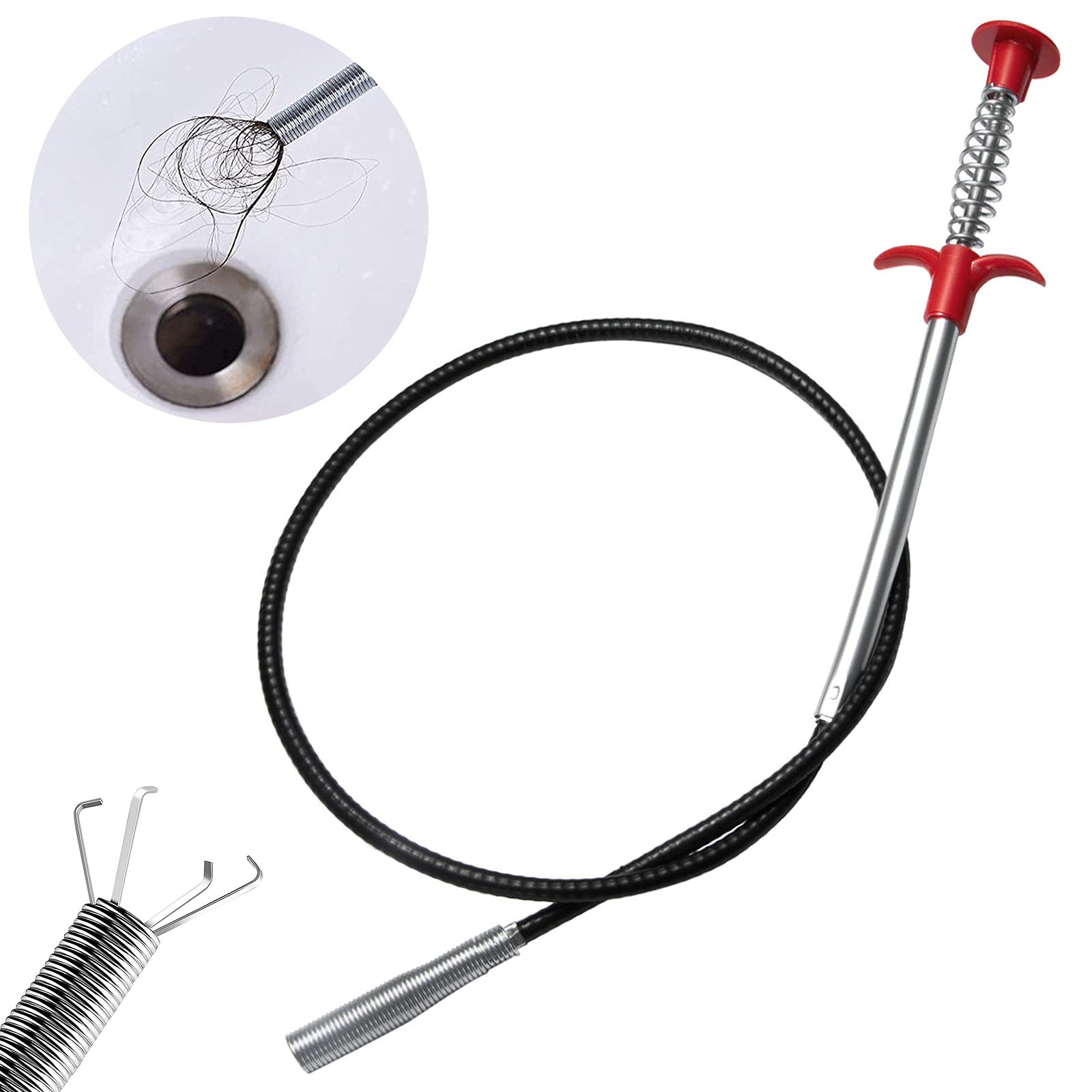 Flexible Toilet Snake Drain Clog Remover Tool - Spring Pipe Dredger for Hair Catcher & Grabber - Ideal for Kitchen Sink, Bathroom Tub & Toilet Drain Cleaning