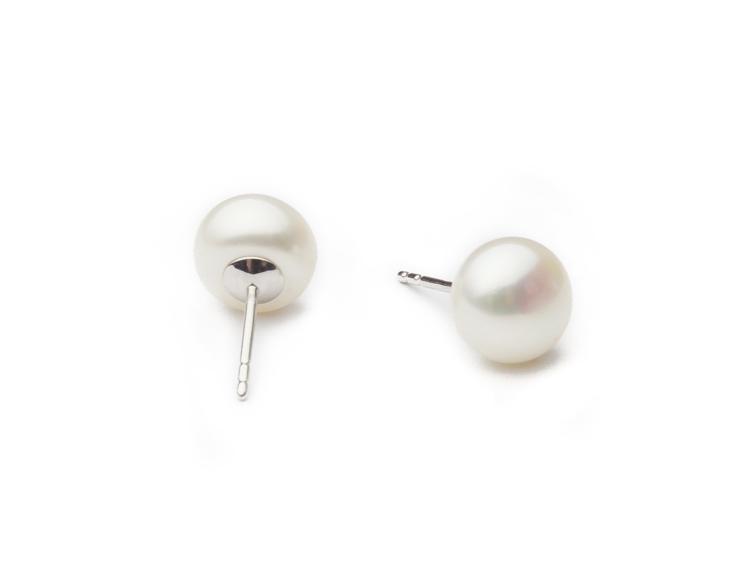 HinsonGayle 7.5-8mm Freshwater Cultured Pearl Stud Earrings in Sterling Silver - Elegant Button Shape for Women, Perfect for Weddings, Parties & Daily Wear