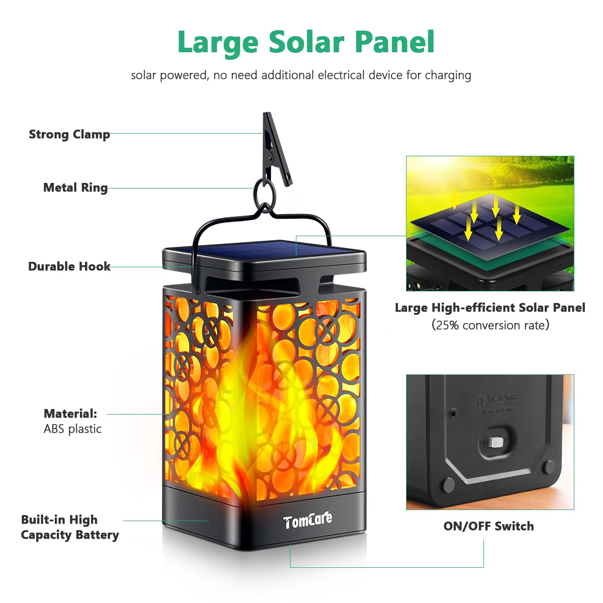 TomCare Solar Torch Lights Outdoor - Waterproof Flickering Flame Solar Lights for Garden, Patio, Yard - Perfect for Landscape Lighting, Pathway Illumination & Backyard Decor