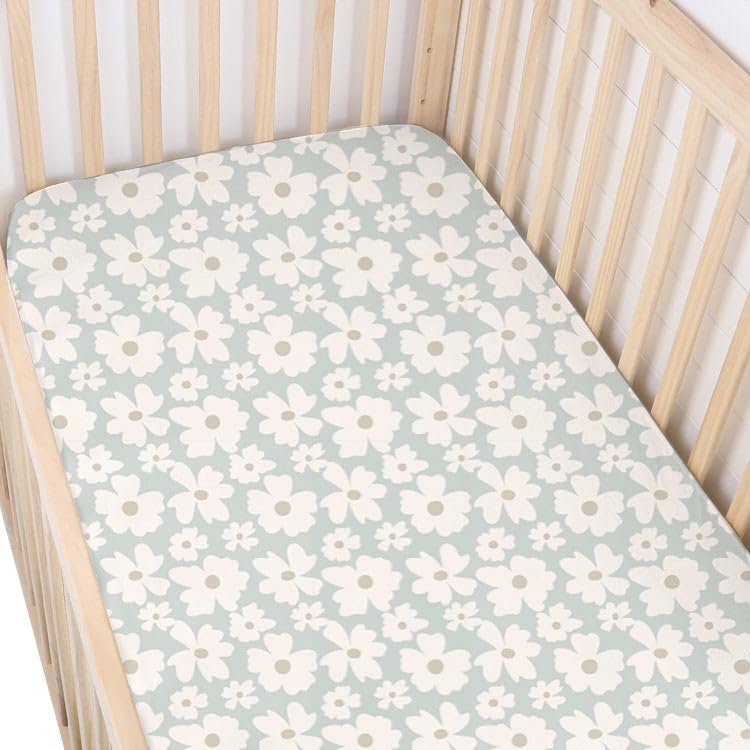 GUNAMUNA Soft Unisex Baby Crib Sheets - Breathable Crib Covers for Boys & Girls - One Size Fits Most Cribs (Blossom Pattern) - Perfect for Nursery, Daycare & Travel Use