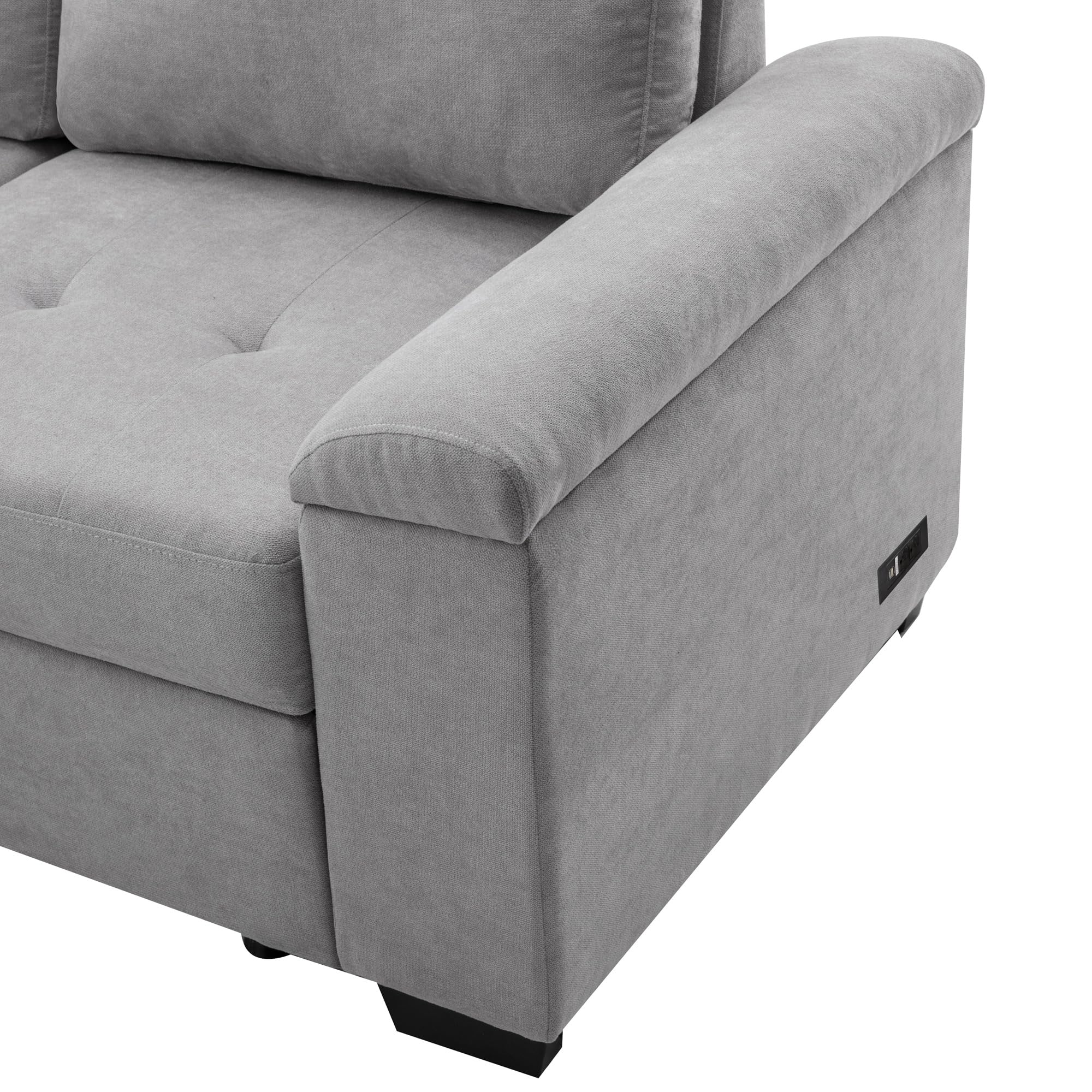 Modern Reversible Sleeper Sectional Sofa - L-Shaped Corner Couch Sofa Bed with Pull Out Bed, Storage Ottoman & Hidden Arm Storage for Living Room, Apartment, Office (Grey) | Perfect for Small Spaces, Guest Rooms & Multi-Functional Home Decor