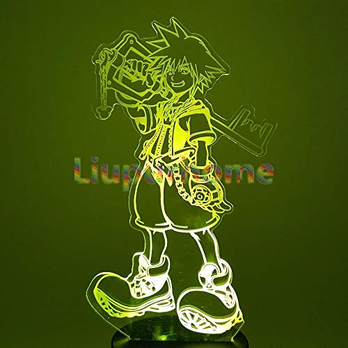 Sora Kingdom Hearts 3D LED Night Light - Colorful Anime Figure Lamp for Bedroom, Kids Room Decor | Perfect Christmas Gift & Xmas Decoration