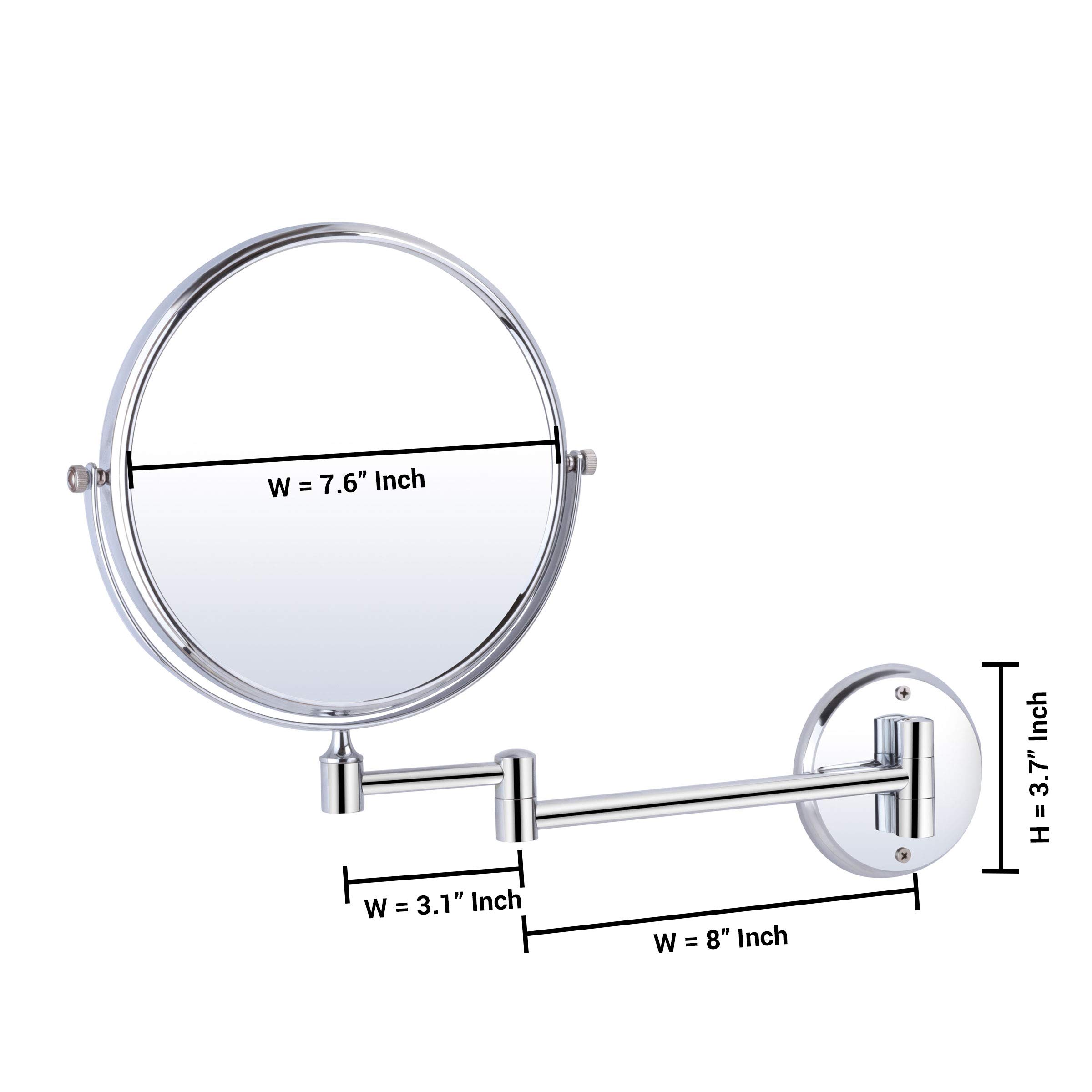 USF Bathroom Makeup Mirror with 5X Magnifying Glass - Adjustable Wall Mounted Shaving Mirror for Vanity, Cosmetic Application & Grooming (Silver Round Frame) - Perfect for Bathrooms, Dressing Rooms & Bedrooms