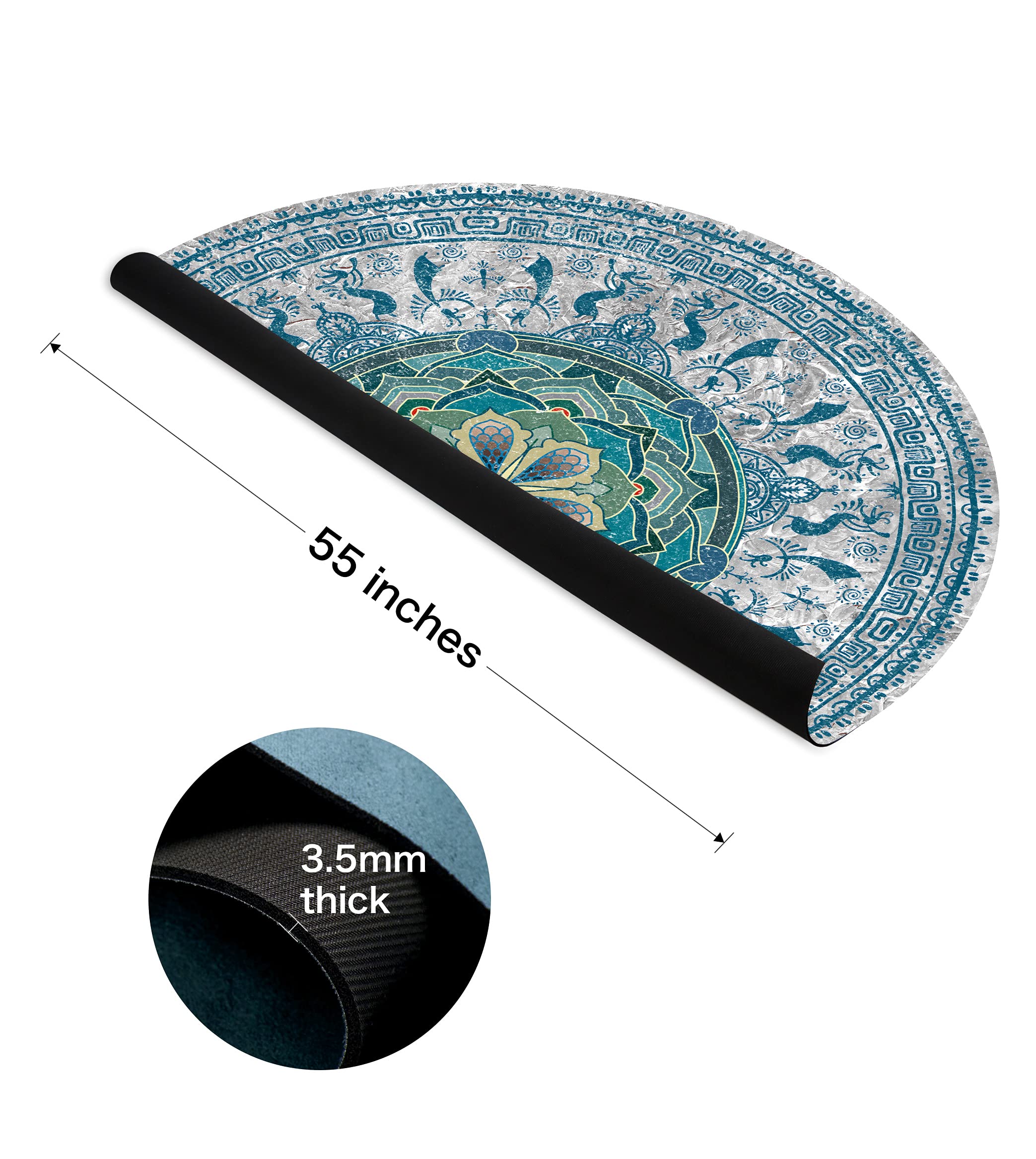 Premium Extra Thick Non-Slip Yoga Mat - 4.6' Round Large Exercise & Meditation Mat - Ultra Comfortable for Home, Studio & Outdoor Yoga Practice