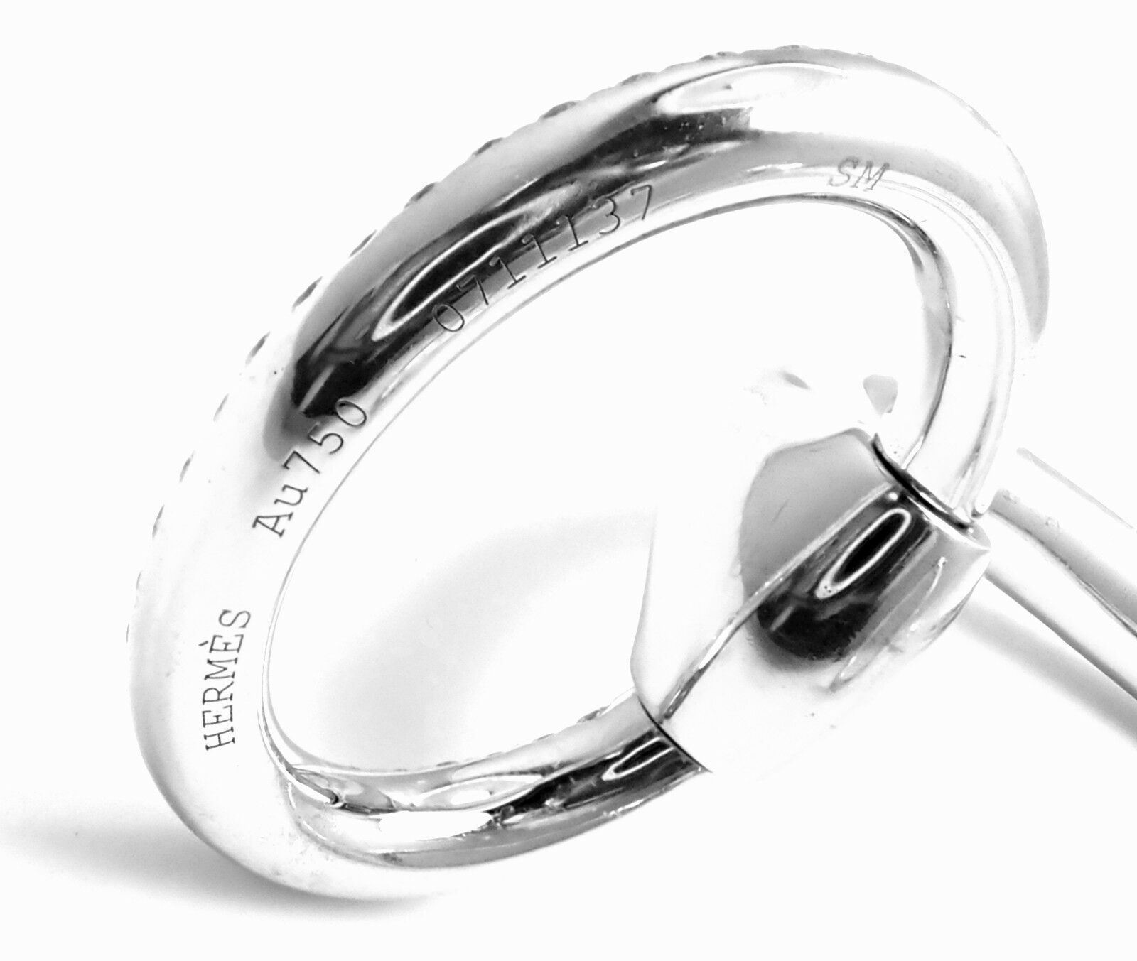 Authentic Hermes Nausicaa 18K White Gold Diamond Horsebit Cuff Bangle Bracelet - Luxury Jewelry for Women, Perfect for Weddings, Parties & Special Occasions