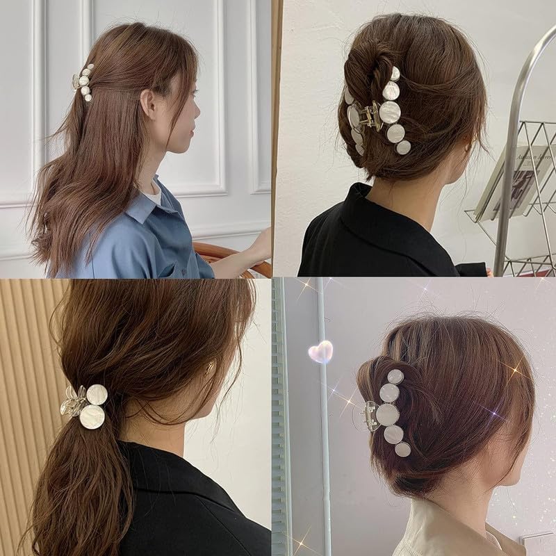 Belicia 4 Pack Large Grip Hair Claw Clips for Thin Hair - Non-Slip Hair Clips for Women & Girls, Strong Hold Jaw Clamp Barrettes (Mermaid Style) - Perfect for School, Work, Gym & Everyday Hairstyles