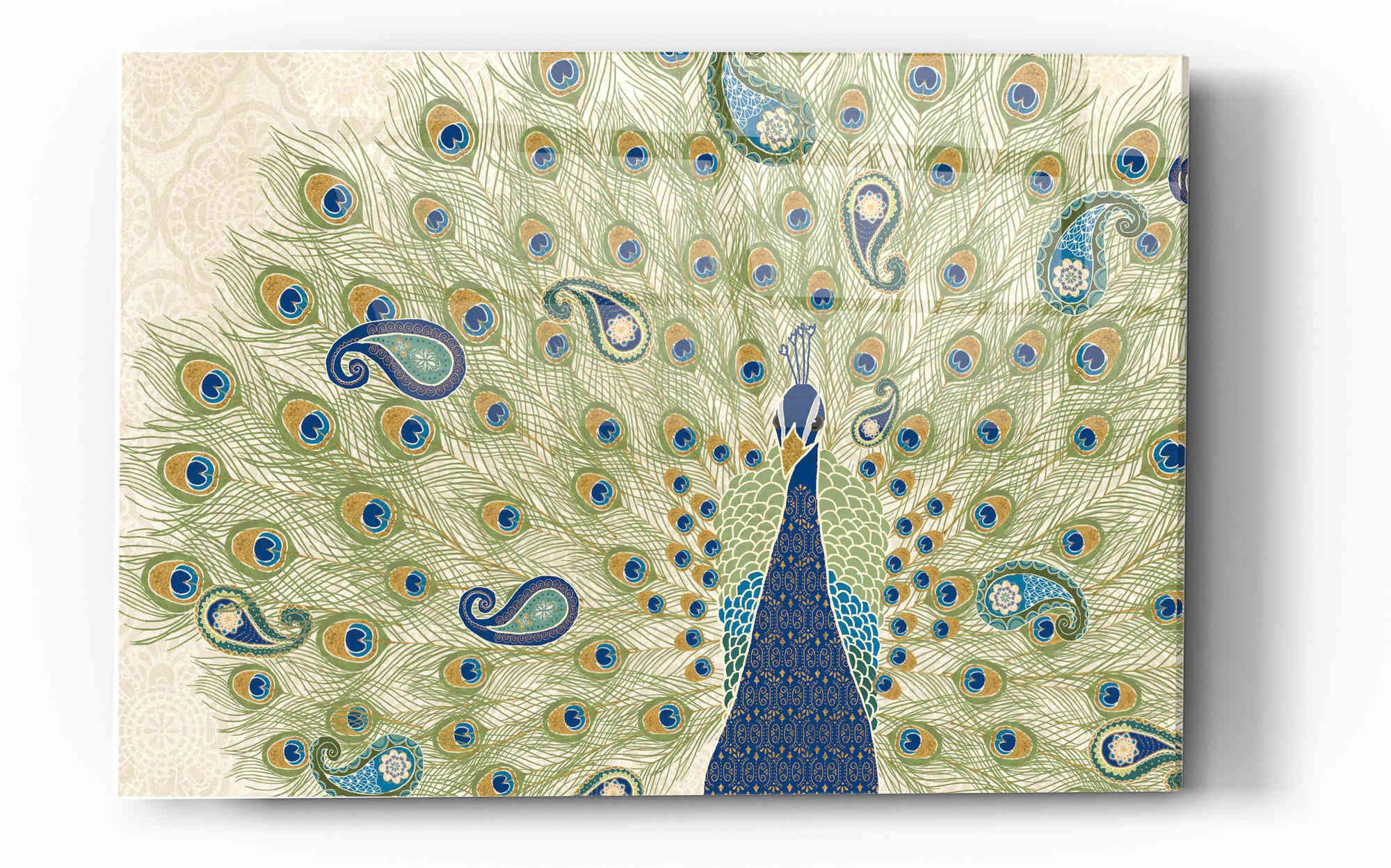 Peacock Paradise II by Veronique Charron - 16x24 Inch Vibrant Acrylic Glass Wall Art Decor | Elegant Home & Office Decoration | Perfect for Living Room, Bedroom, or Gift