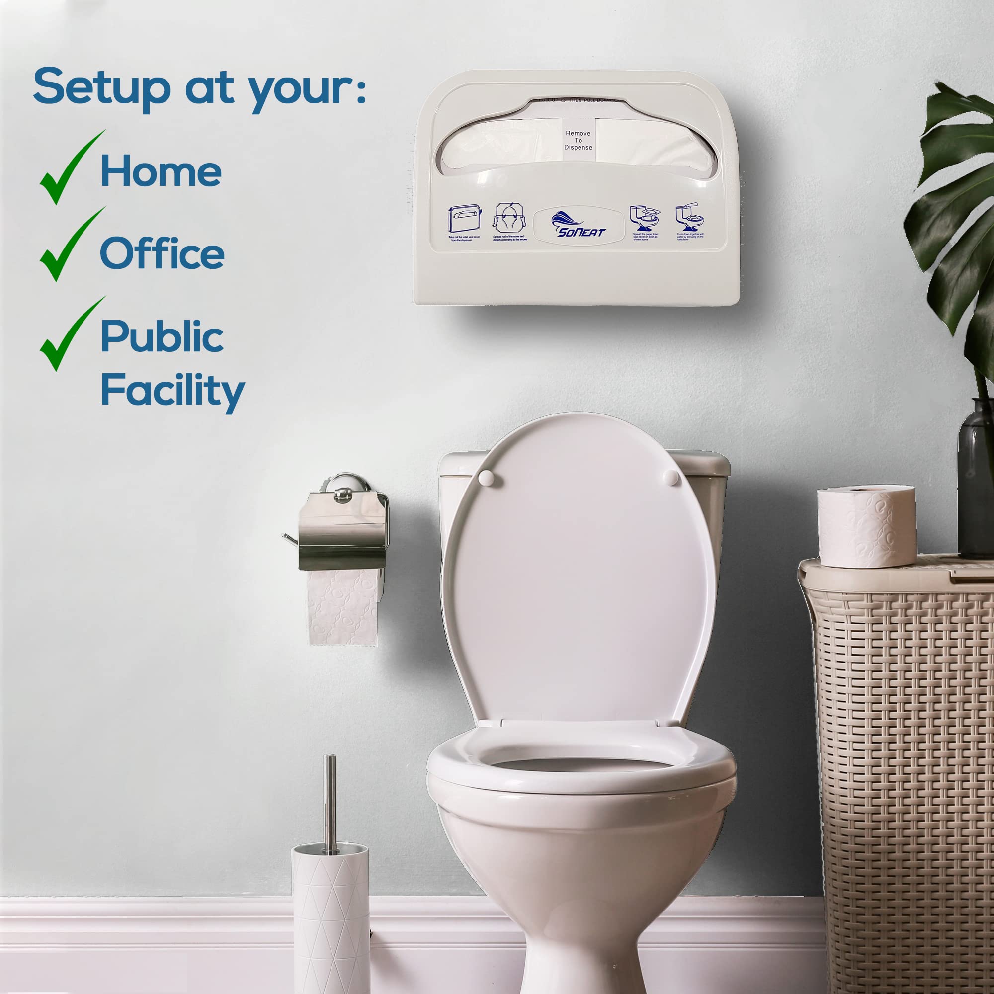 Disposable Toilet Seat Cover Dispenser - Wall Mounted Half Fold Plastic Holder for Commercial & Home Use | Heavy Duty, Portable & Lightweight | Ideal for Public Restrooms, Offices, Schools & Hospitals
