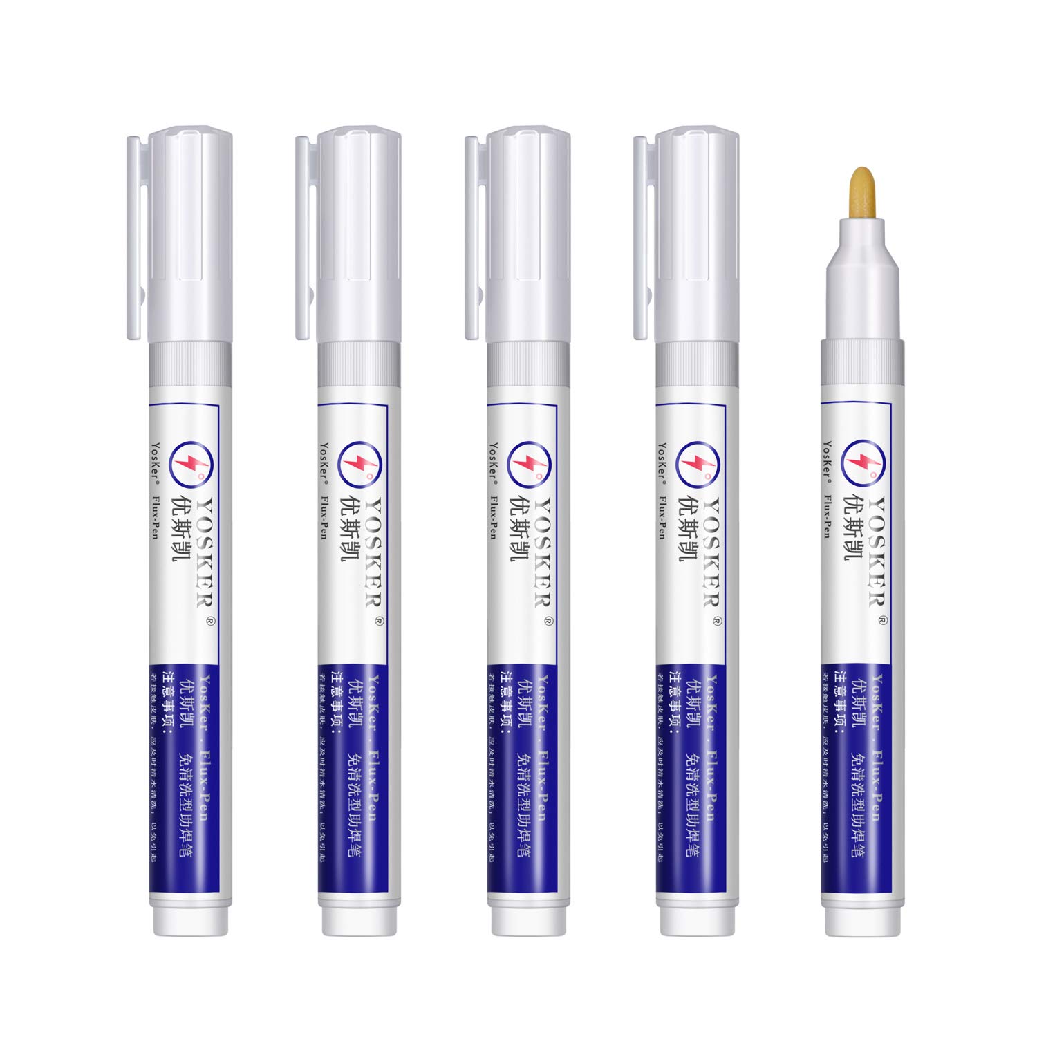 Vikocell No Clean Solder Flux Pen for Electronics - 5 Pack - Perfect for Tabbing Wire Soldering, PCB Repair & DIY Electronics Projects