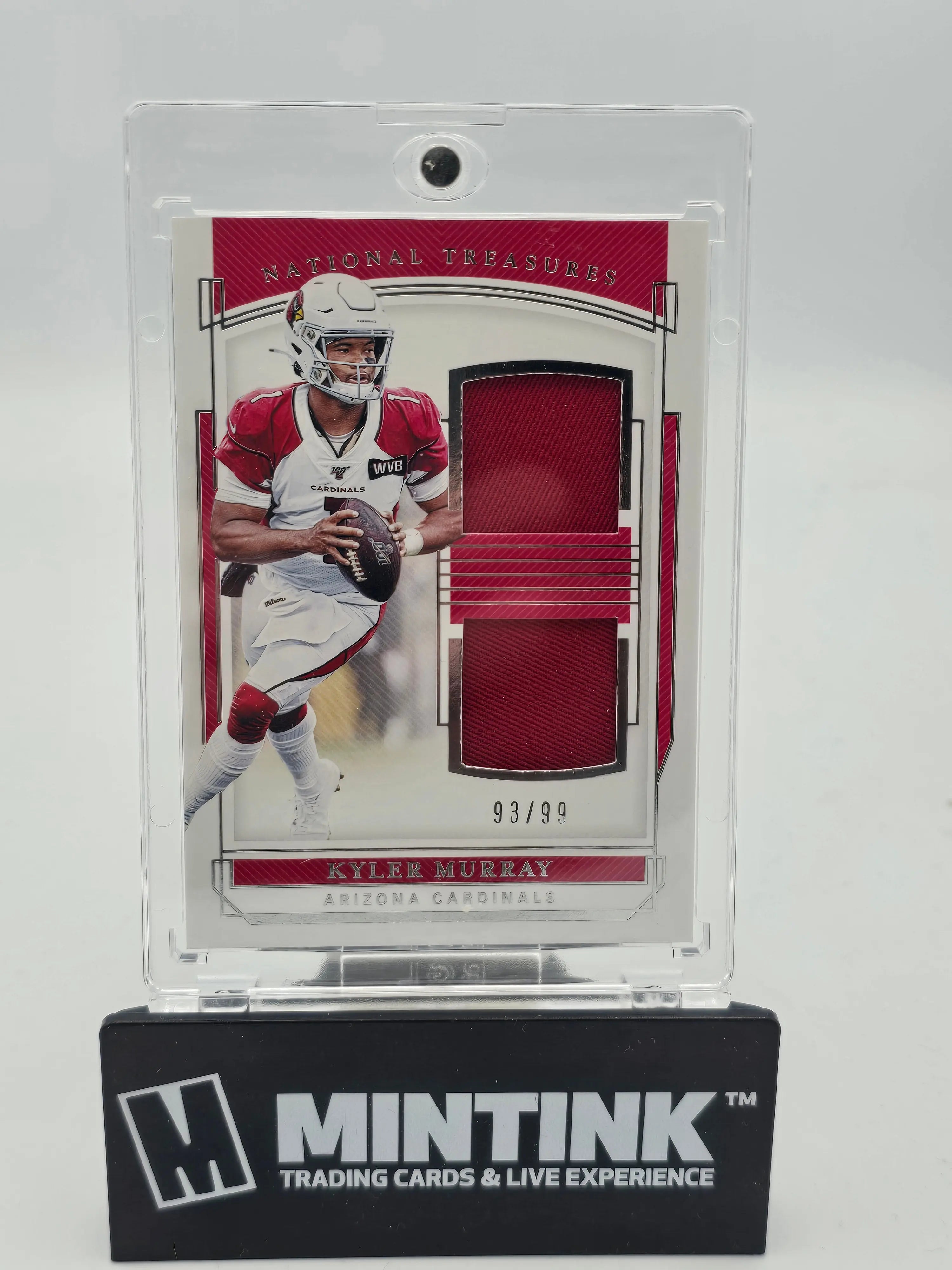 2019 Panini National Treasures Football Kyler Murray Dual Swatches /99 - Rare NFL Collectible for Sports Memorabilia Fans - Perfect for Display, Investment & Gifting