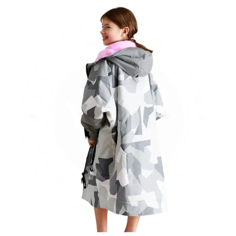 Kids Waterproof Swimming Robe - Camo Pink Unisex Quick-Dry Hard Shell Pool Cover Up for Boys & Girls | Beach, Poolside & After-Swim Wear