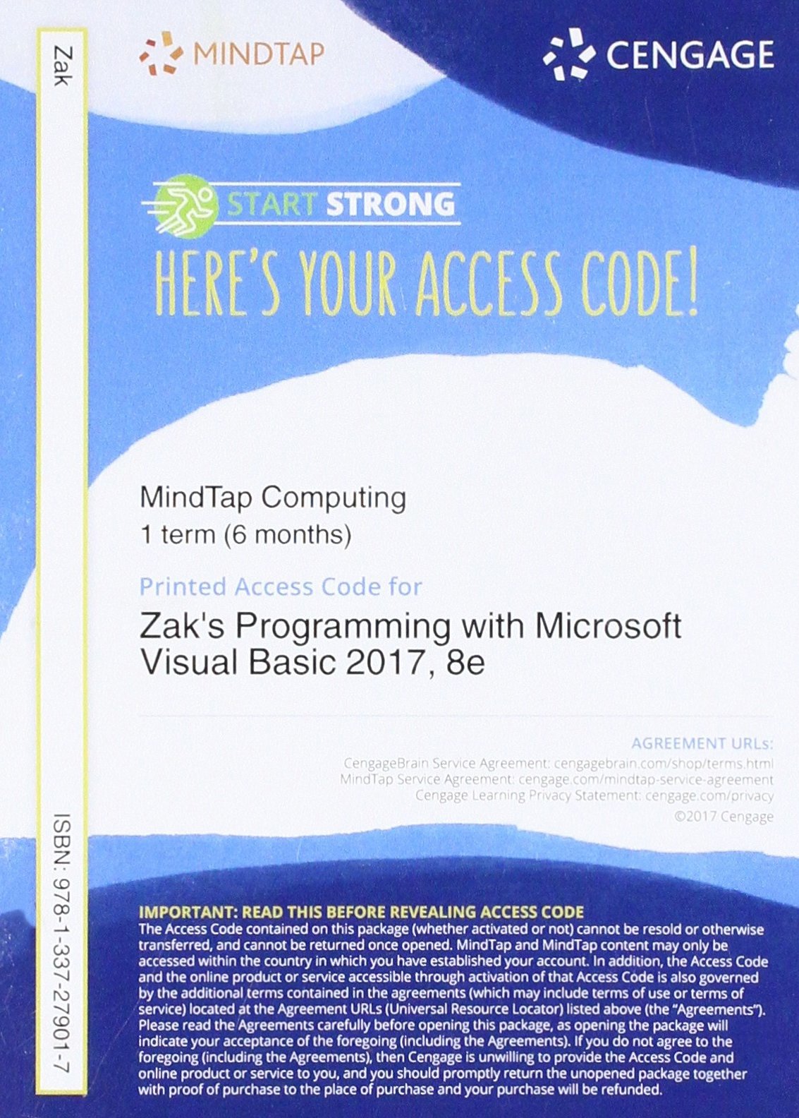 MindTap Programming - 1 Term (6 Months) Printed Access Card for Zak's Programming with Microsoft Visual Basic 2017, 8th Edition | Learn Visual Basic Coding for Beginners & Developers | Perfect for Online Courses & Self-Study
