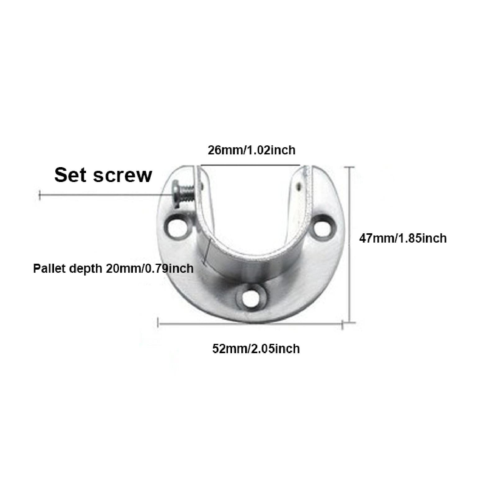 25mm Stainless Steel Flange Rod Holder - U Shaped Closet Pole Bracket for Wardrobe, Shower Curtain & Closet Organization (4PCS) - Perfect for Bedroom Storage & Bathroom Accessories