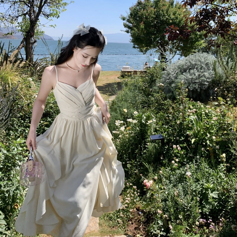 Elegant Summer Ruffle V-Neck Long Dress for Women - Perfect for Beach Vacations, Weddings & Date Nights