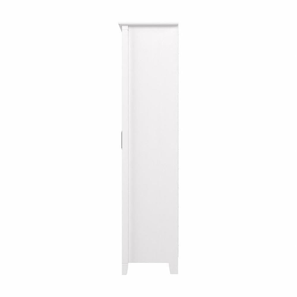White Engineered Wood Bathroom Storage Cabinet with Doors - Space-Saving Vanity Organizer for Towels, Toiletries & Cosmetics | Pemberly Row Collection