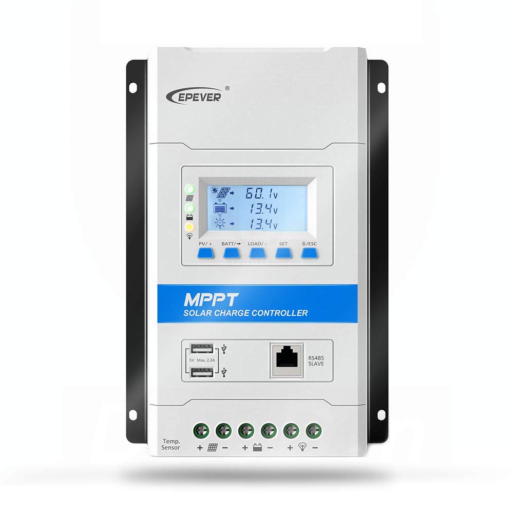 EPEVER 40A MPPT Solar Charge Controller 12V/24V - TRIRON 4210N Intelligent Regulator with Mobile App | Updated Tracer Series | Perfect for RV, Marine, Off-Grid Solar Systems