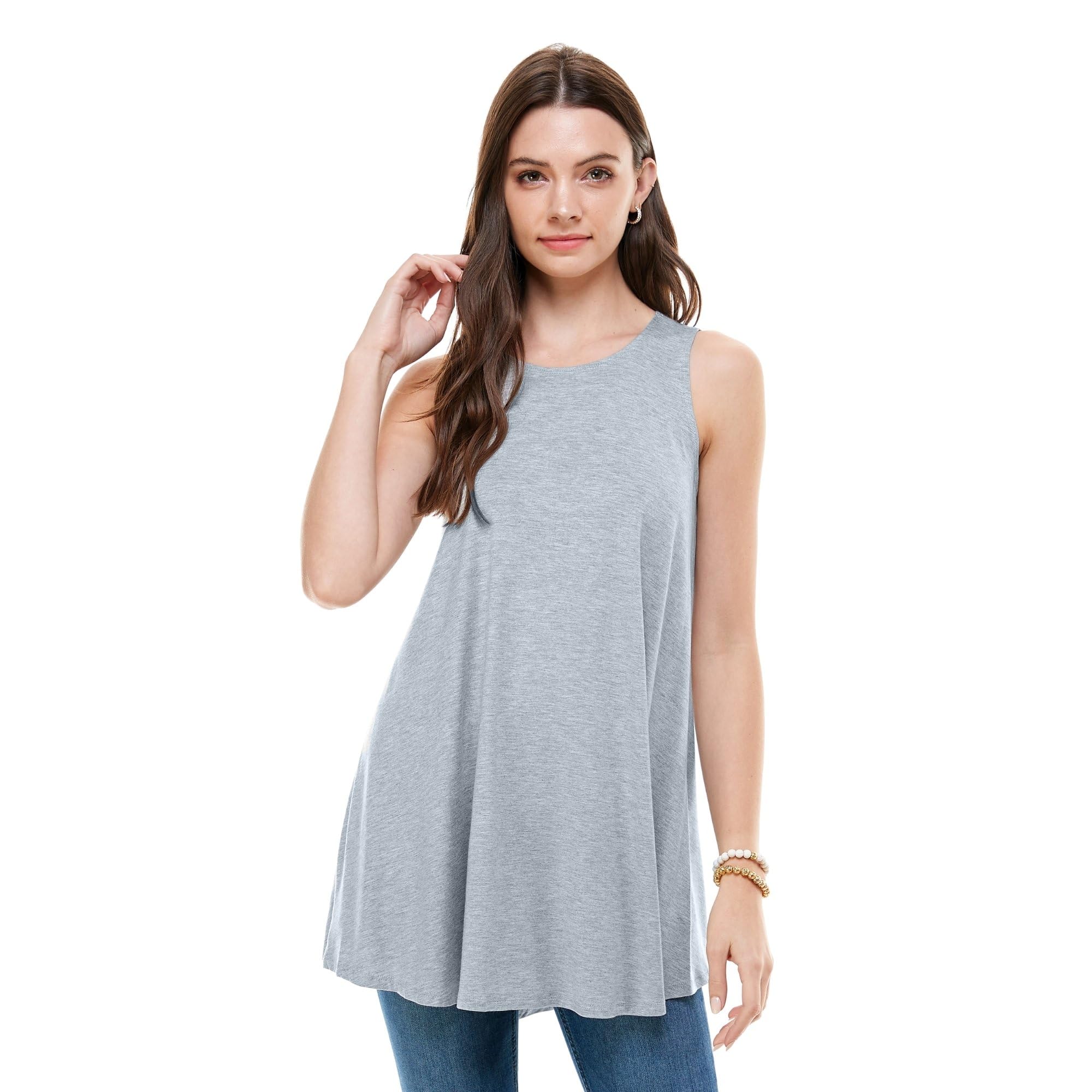 Azules Sleeveless Tunic Tops for Women - Loose Fit Summer Tank Tops, Flowy Dressy Blouses & Casual Shirts for Leggings | Perfect for Yoga, Beachwear & Everyday Outfits