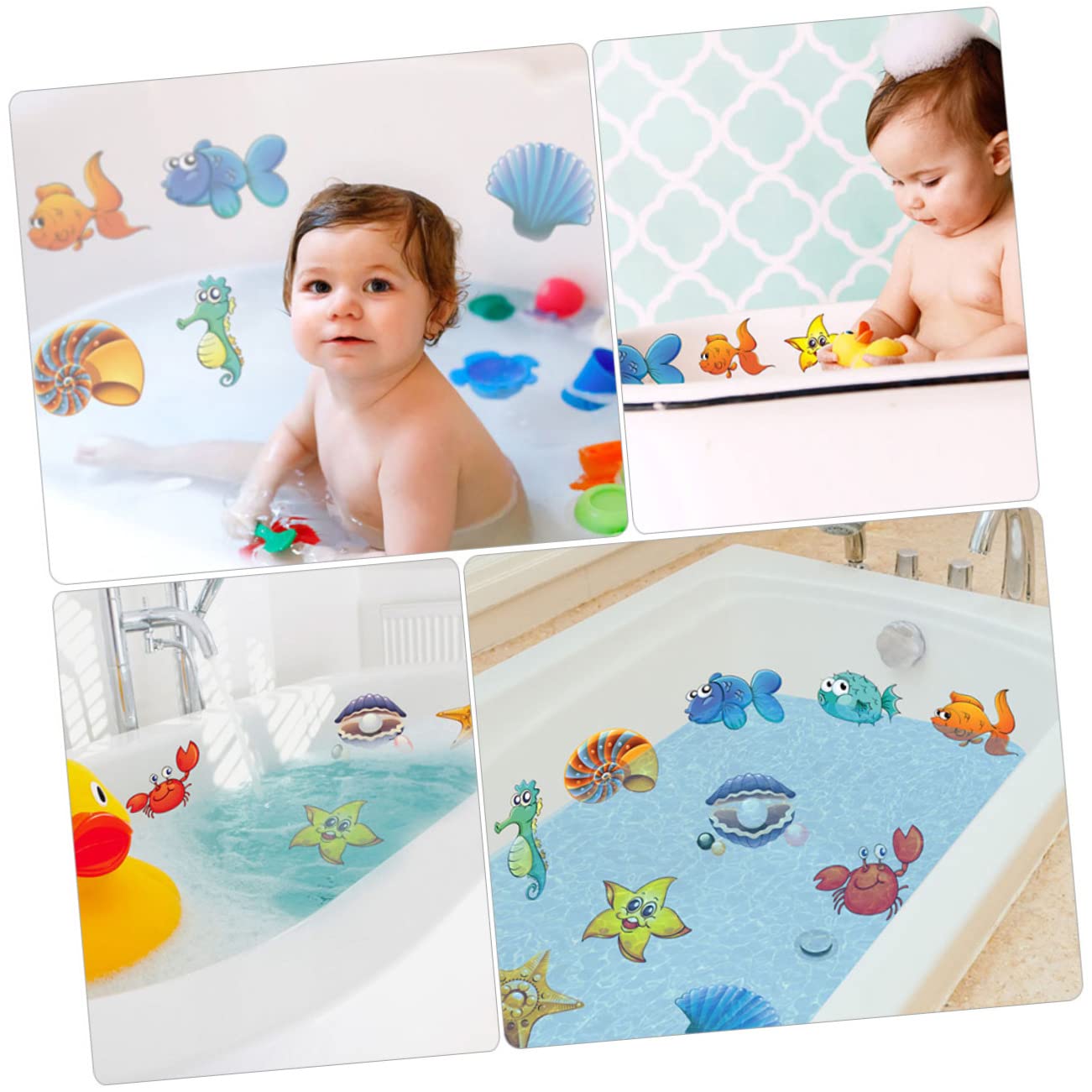 ifundom 5 Sets Ocean Themed Bath Stickers - Waterproof Sea Creature Wall Decals for Kids, PVC Non-Permanent Stickers - Perfect for Bathroom Decor, Baby Shower & Nursery Room