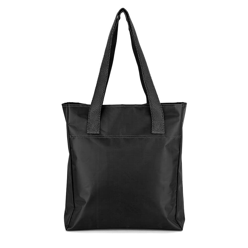 Eco-Friendly Water Resistant Slender Shopping Tote with Outer Pocket - Reusable Grocery Bag for Shopping, Travel, Books & Crafts | Perfect for Grocery Hauling, Beach Trips & Daily Errands